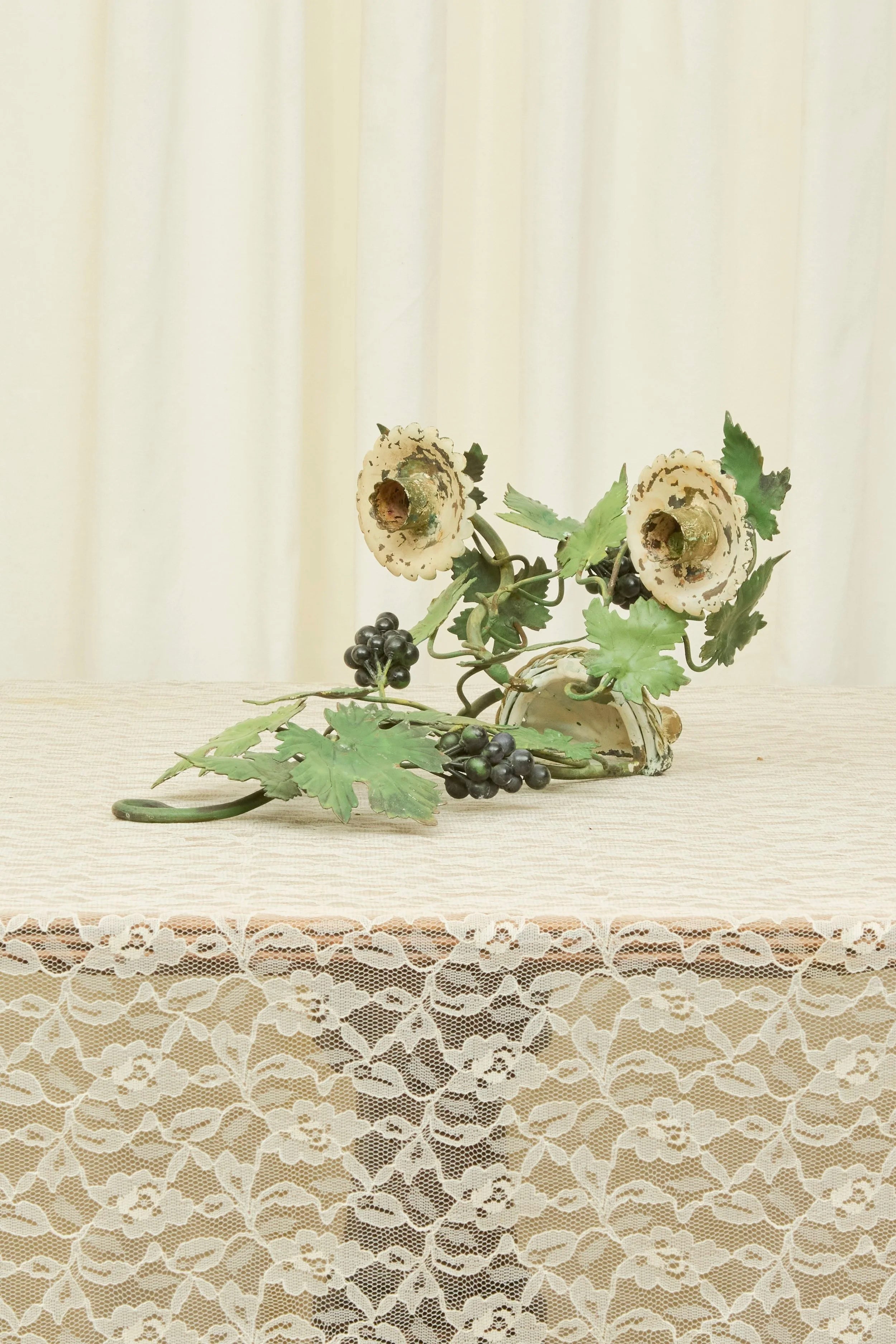 Vintage Metal Grape Vine Candle Sconce