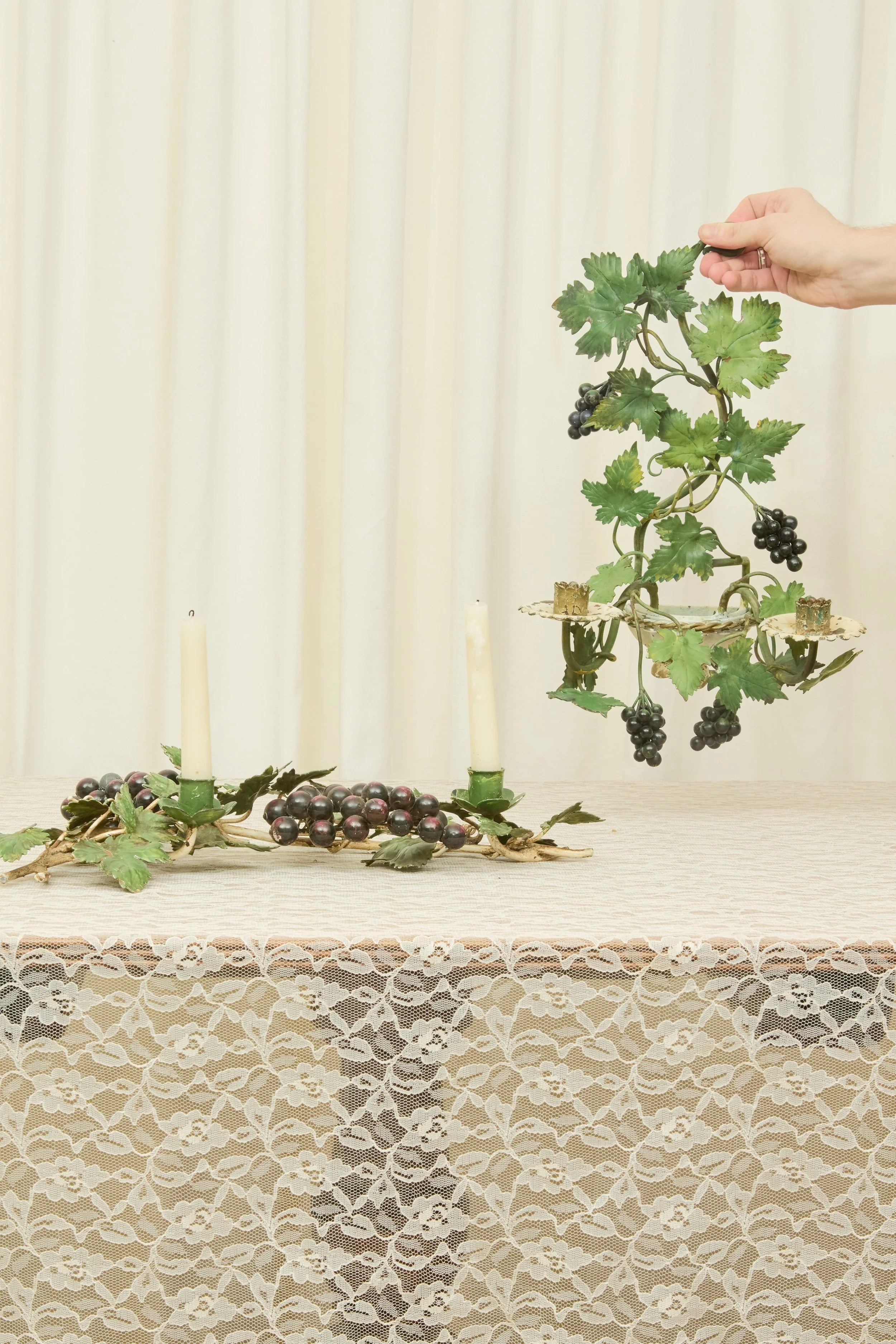 Vintage Metal Grape Vine Candle Holder