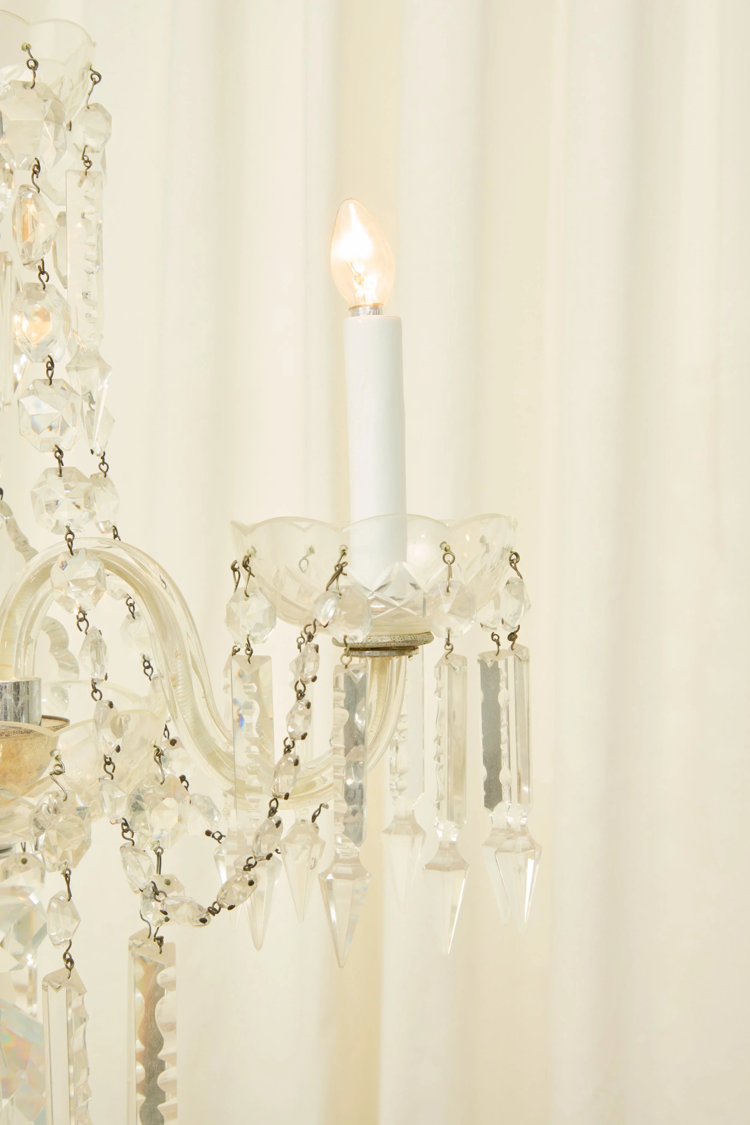 Antique Grand Crystal Candelabra Lamp