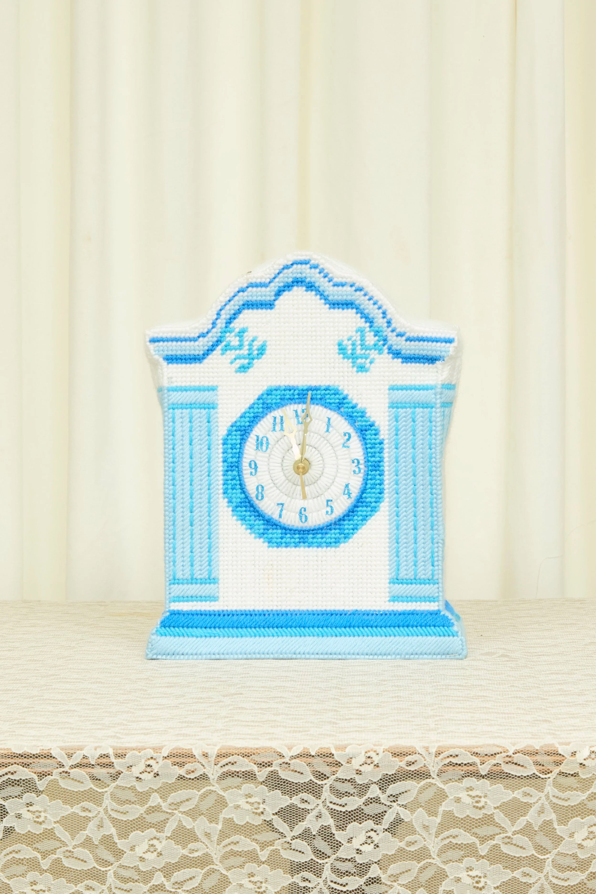 Vintage Needlepoint Mantle Clock