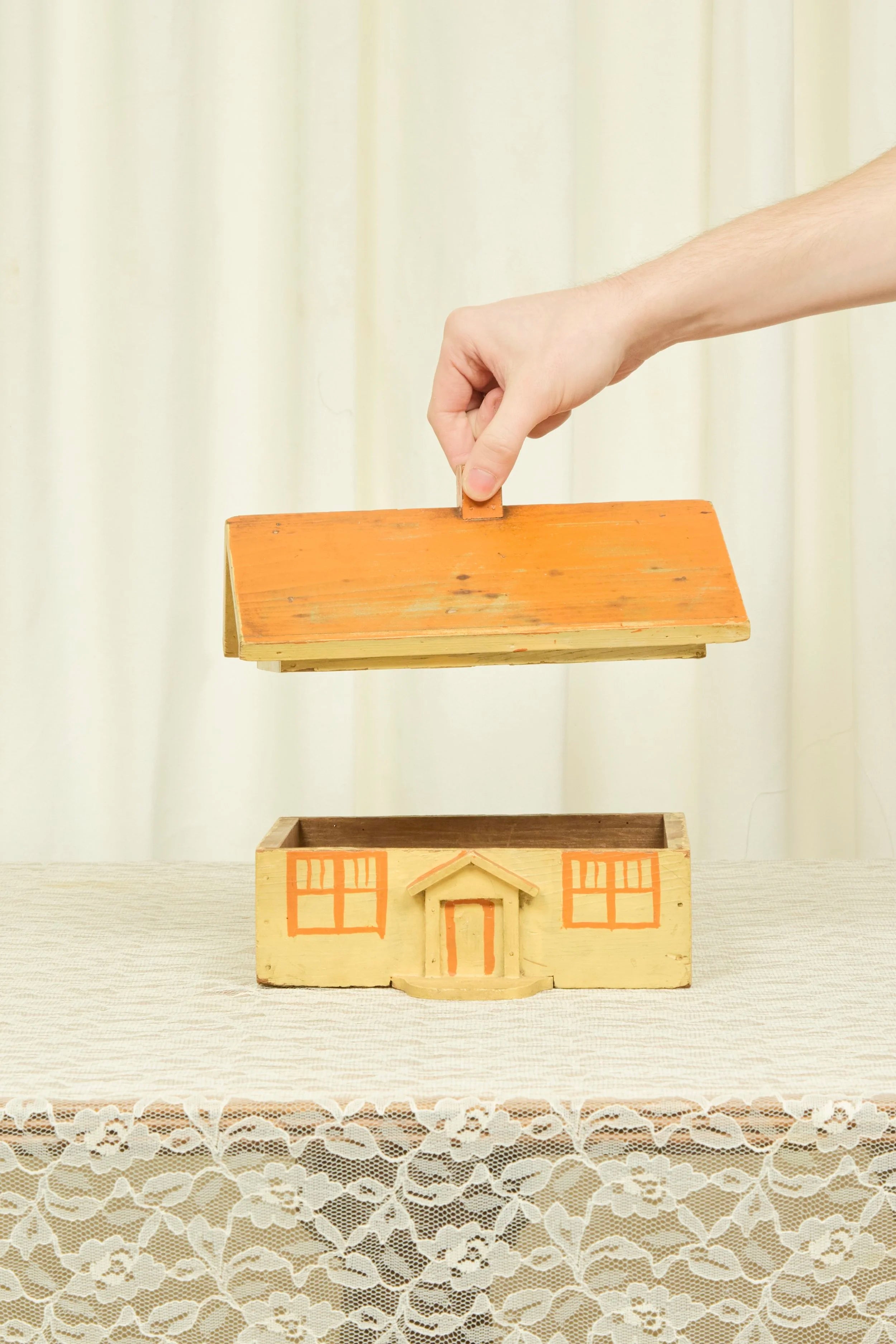 Vintage Folk Art House Box