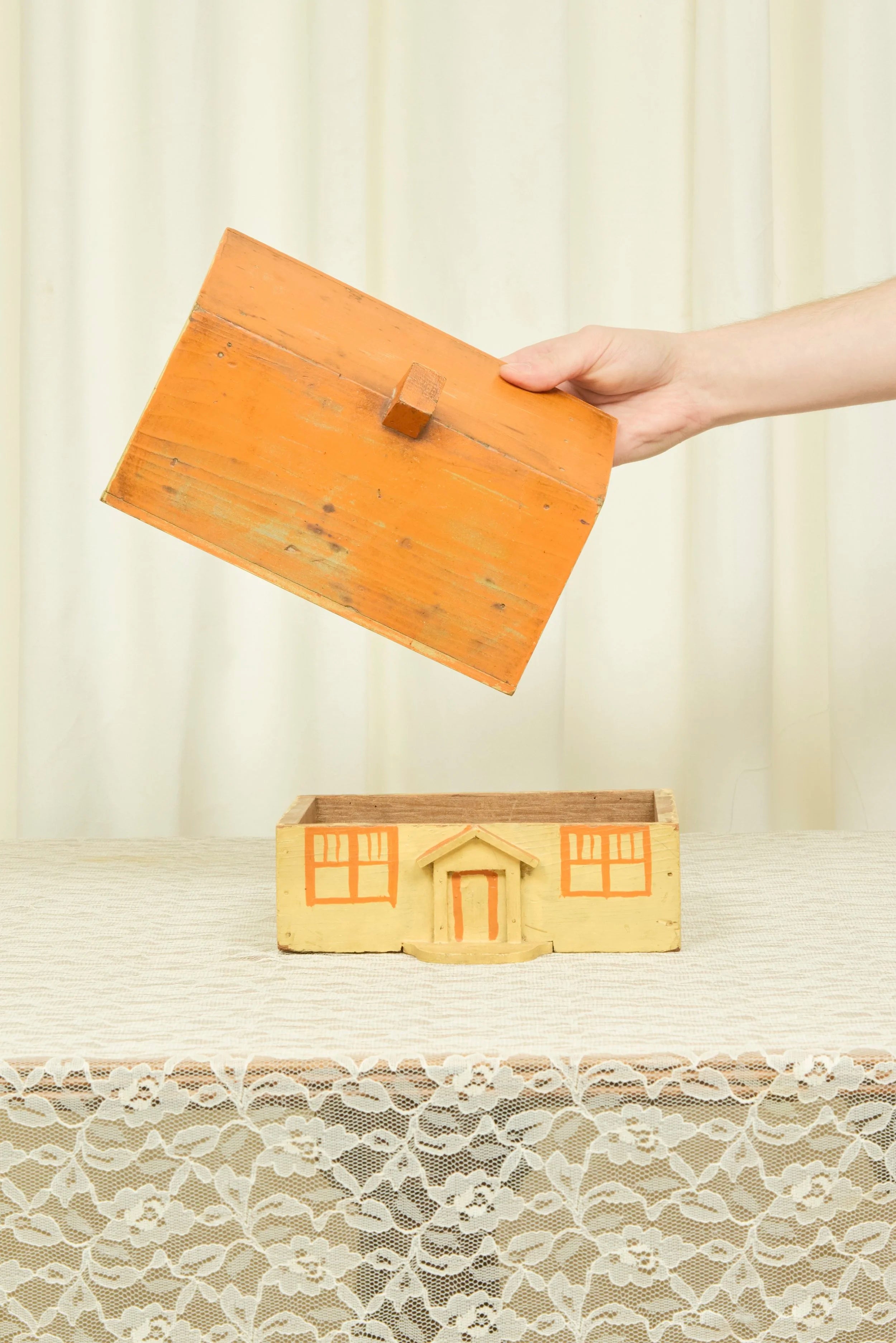 Vintage Folk Art House Box