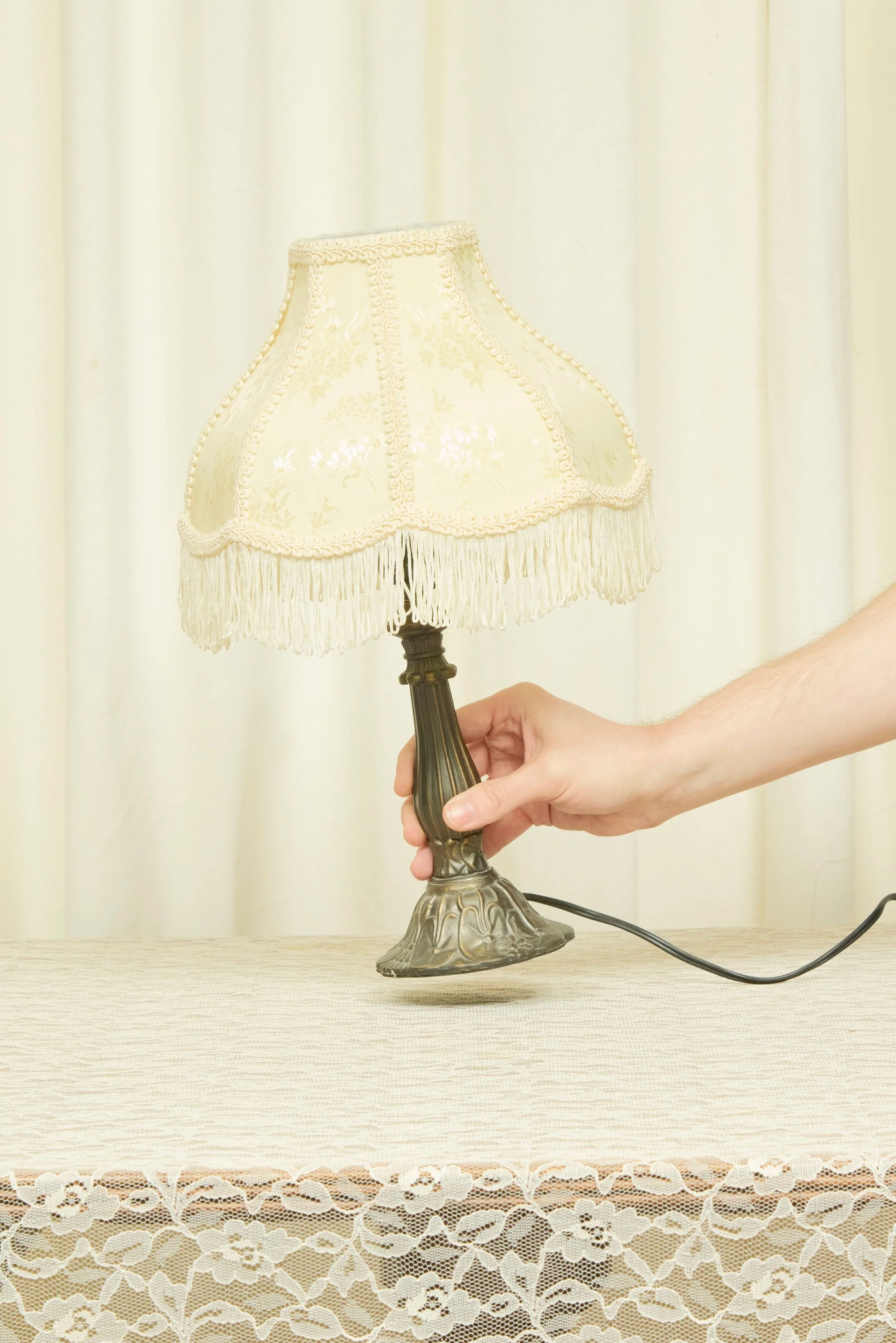 Vintage Lamp with Fringe Lampshade