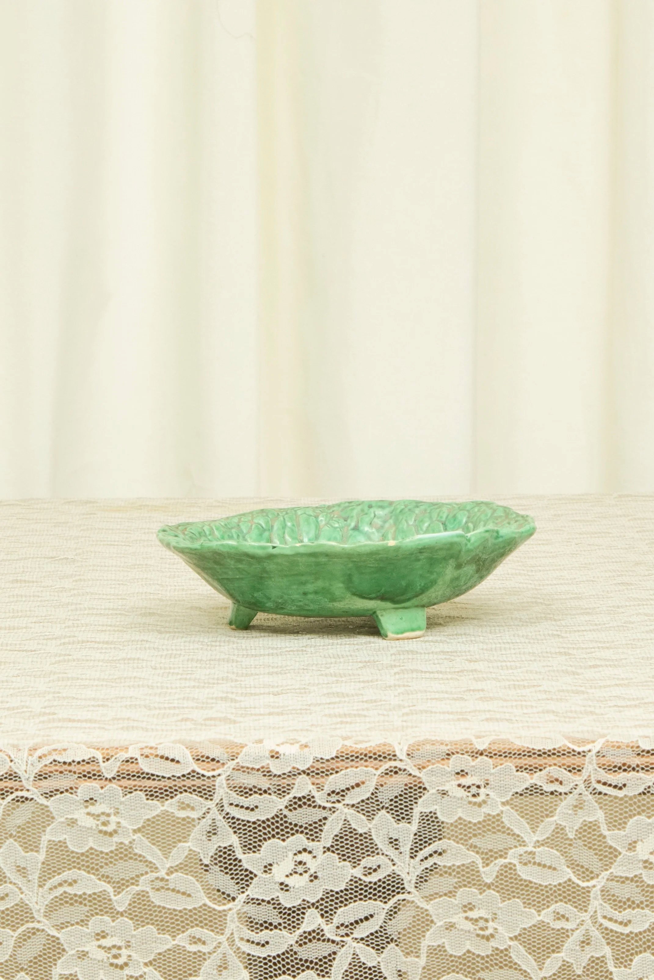 Vintage Majolica Cabbage Leaf Dish