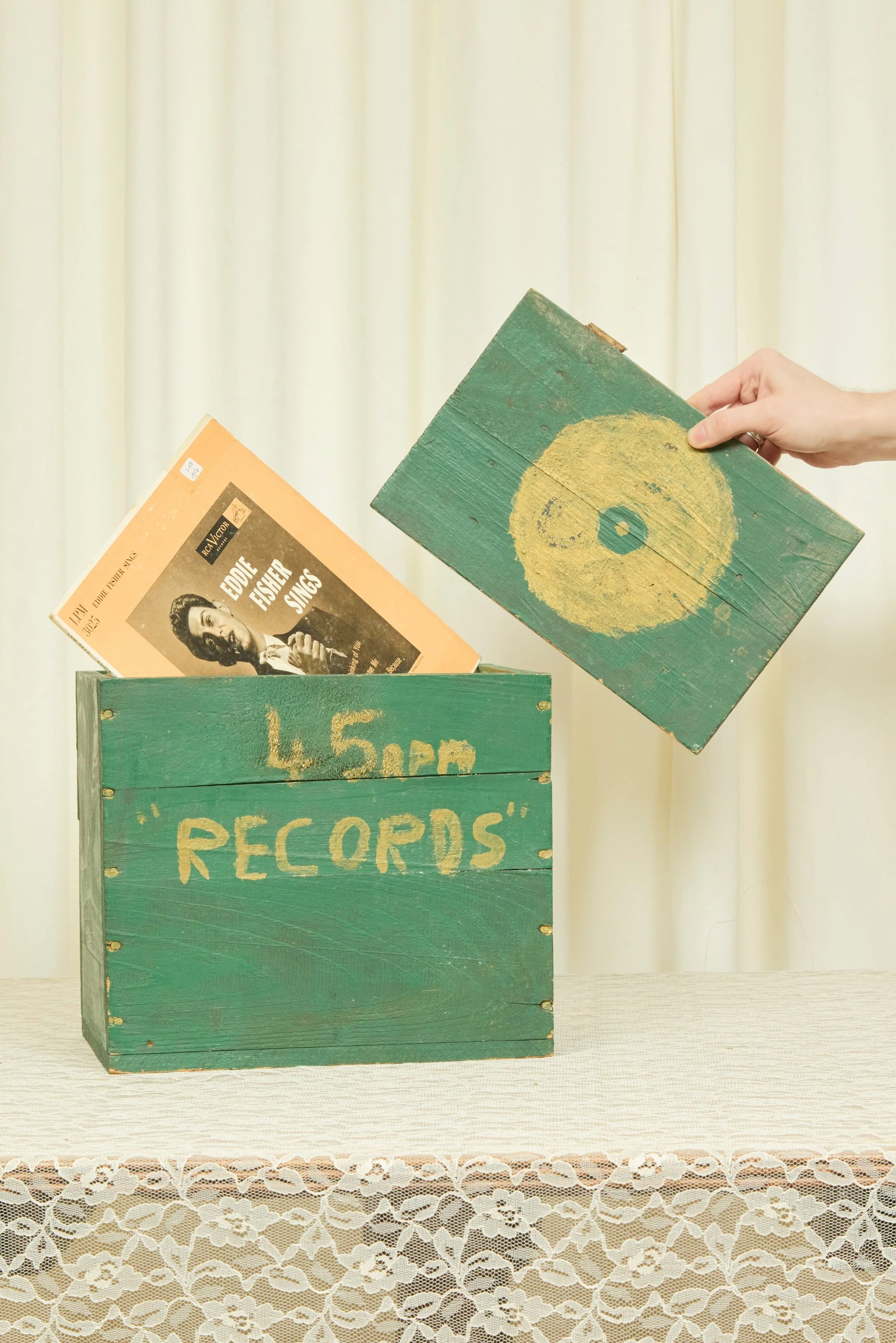 Vintage Folk Art 45rpm Record Box