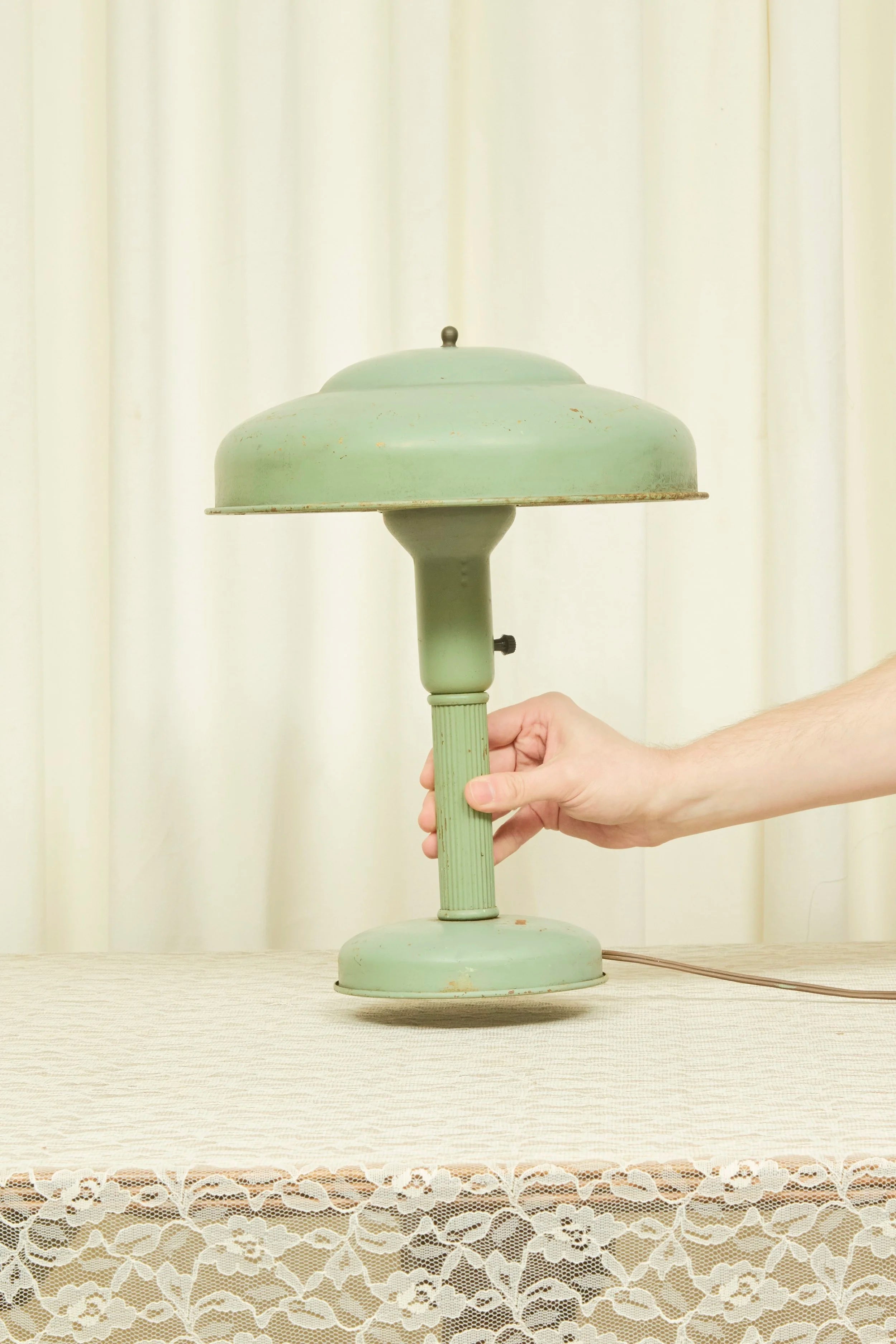 Vintage Seafoam Metal Lamp