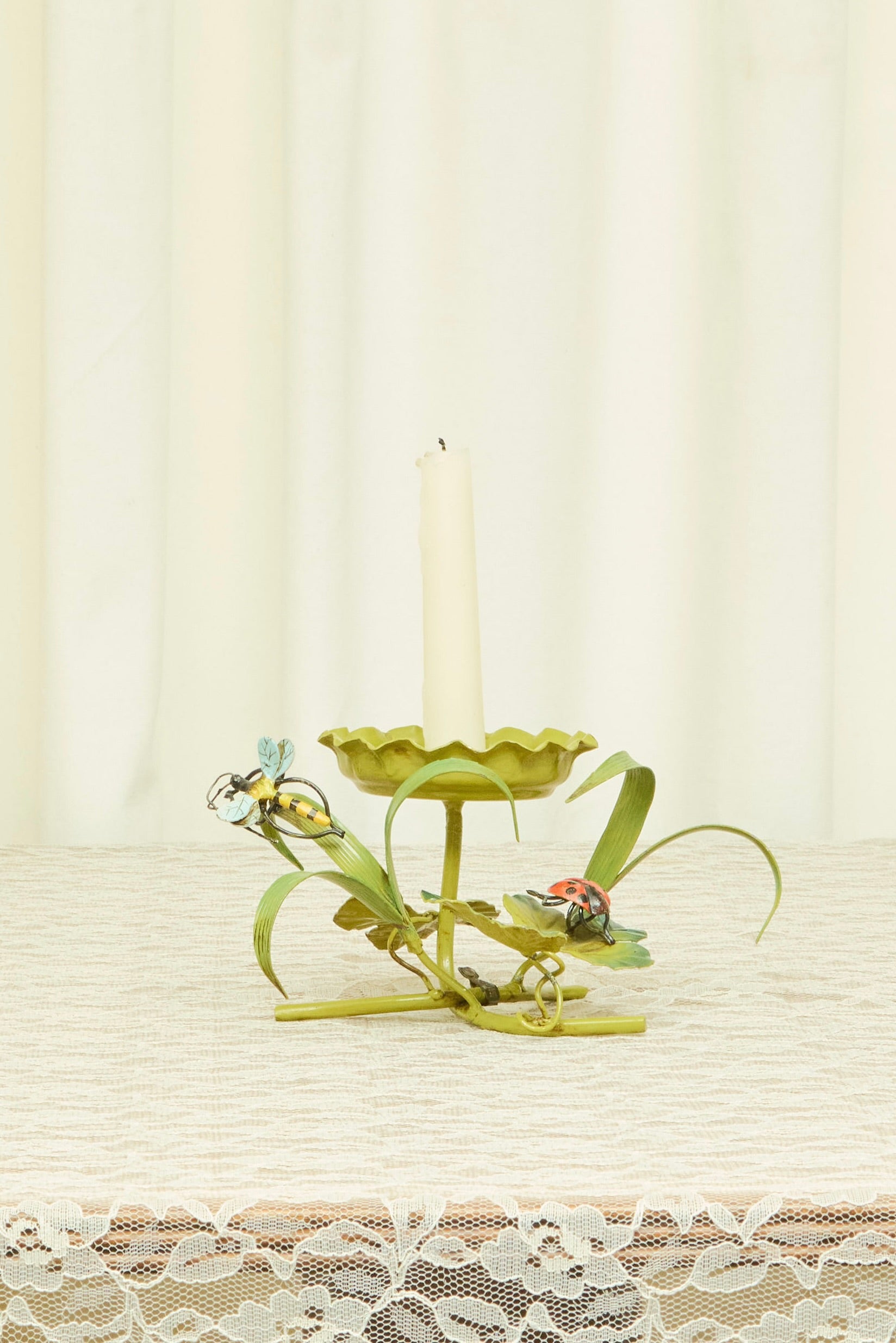 Vintage Metal Dragonfly/Ladybug Candle Holder