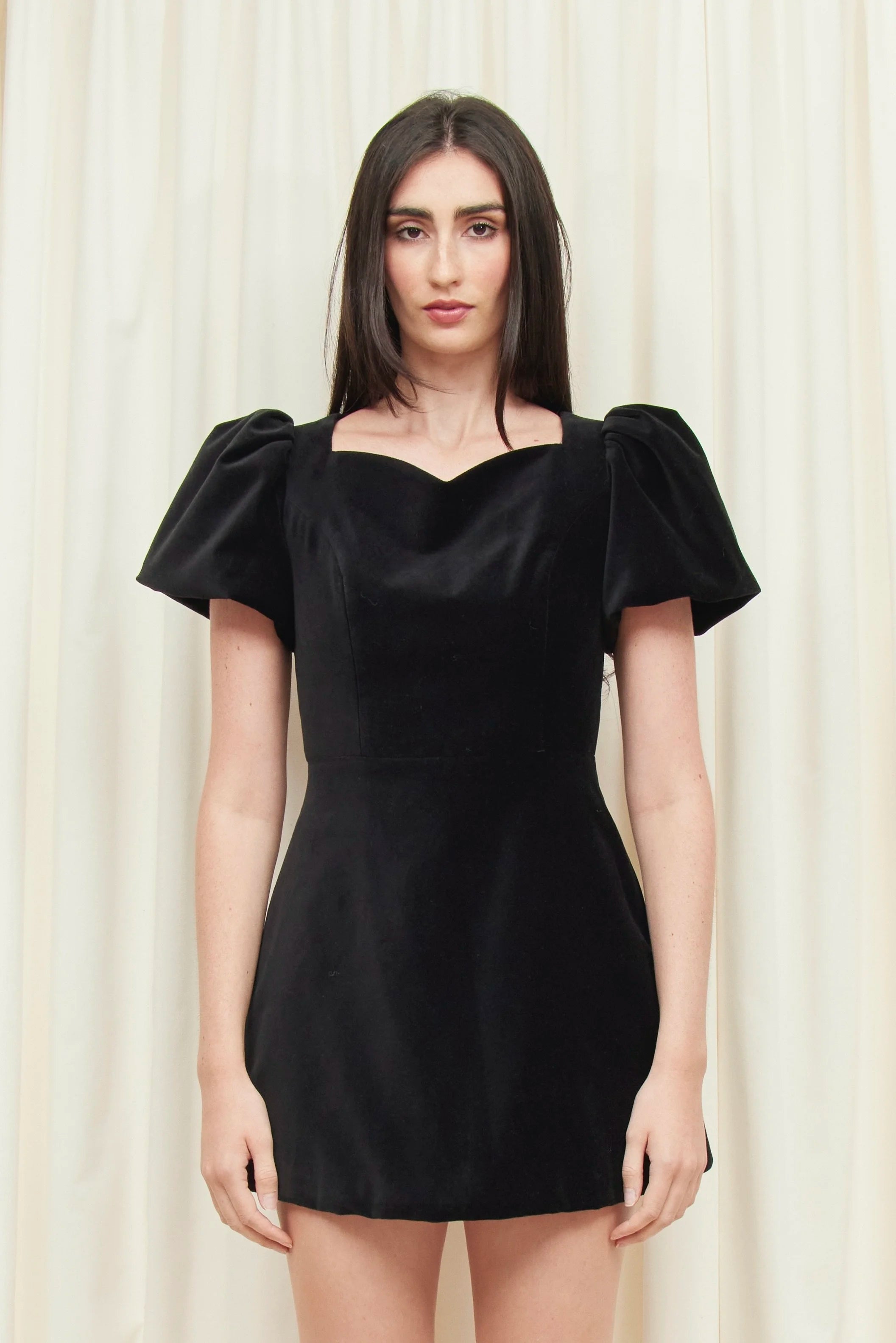 Helene Puff Sleeve Velvet Mini Dress