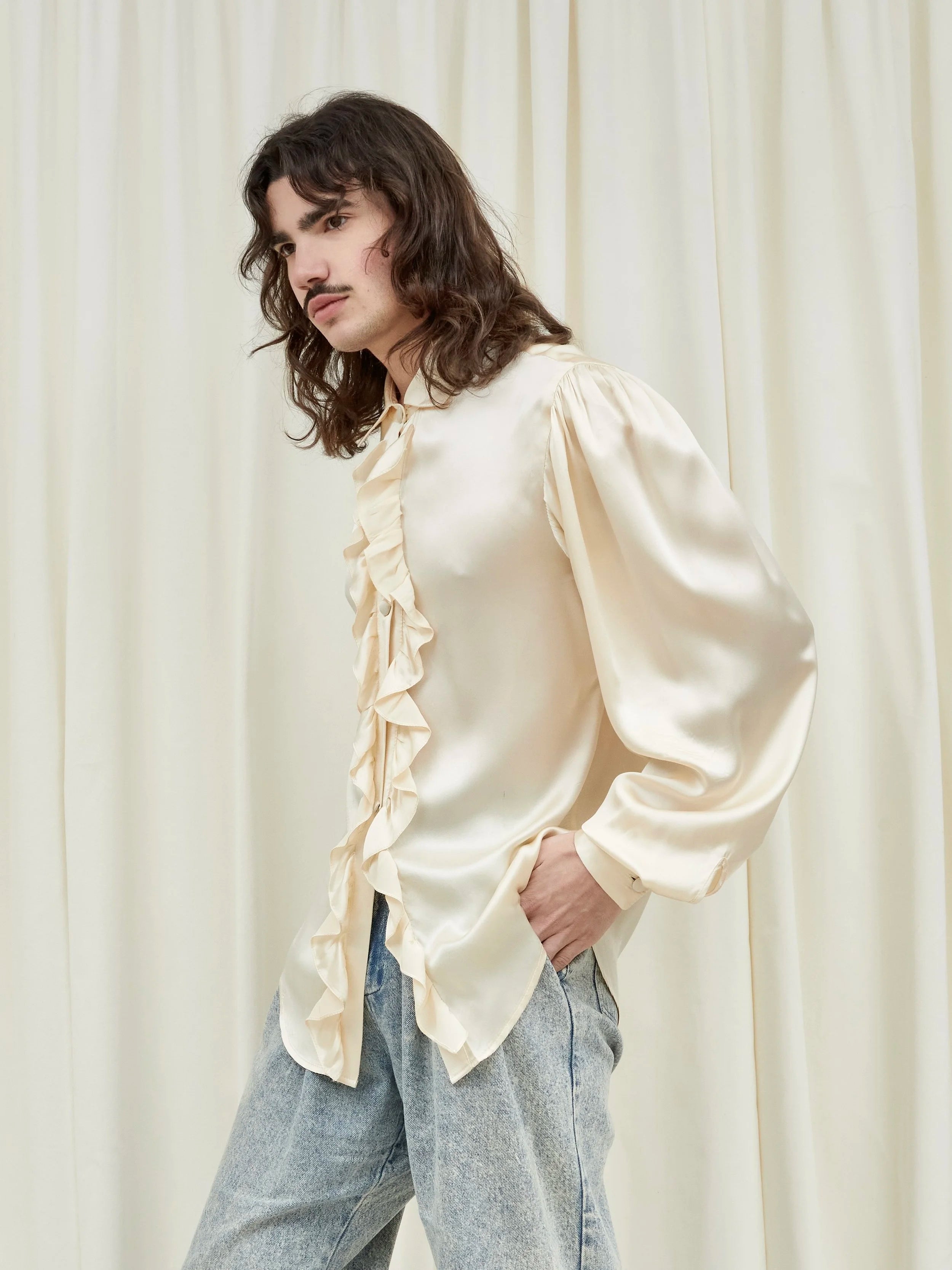 Chester Ruffle Placket Poet's Blouse