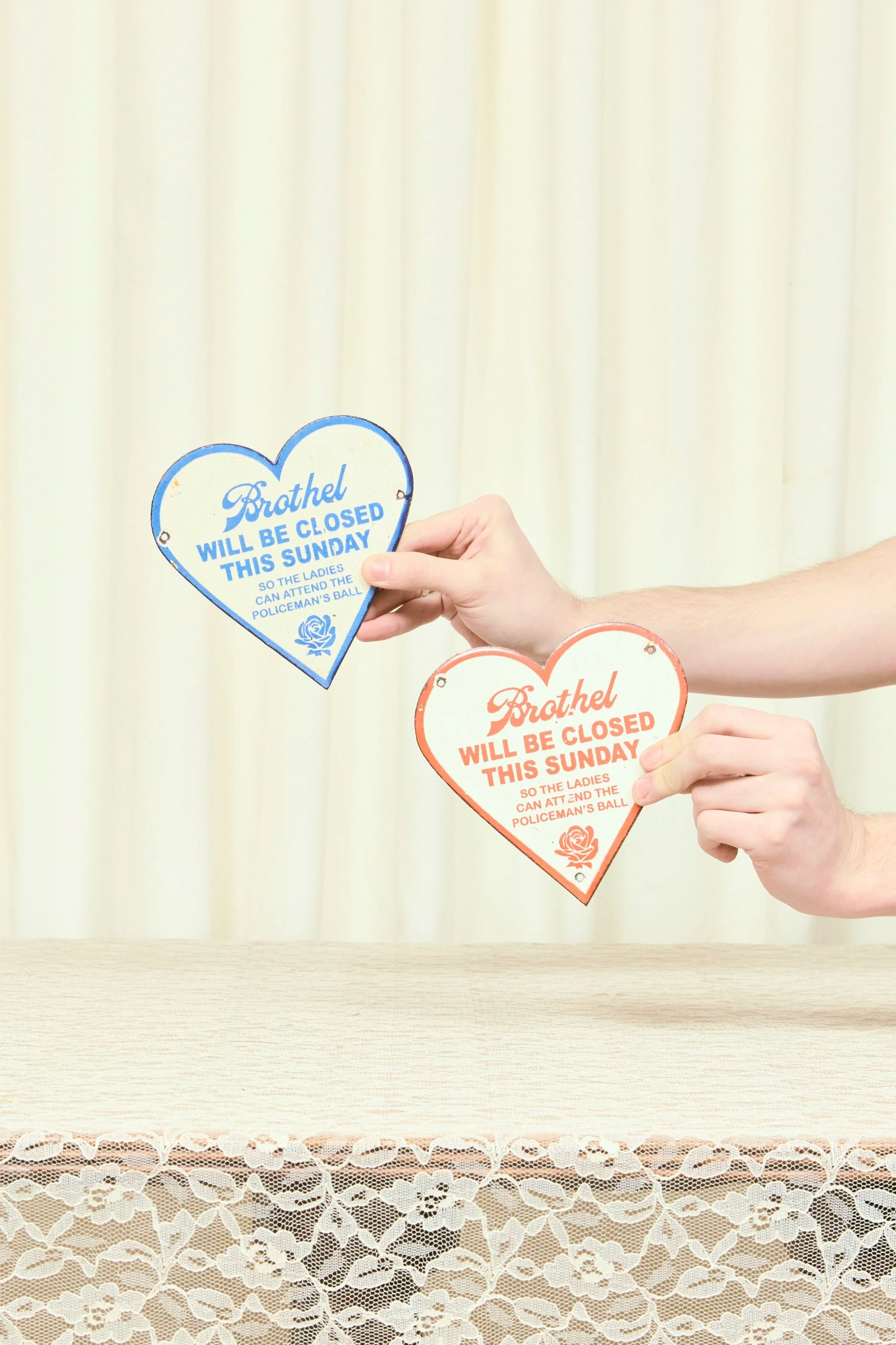 Vintage Porcelain Heart Brothel Sign (1930's)
