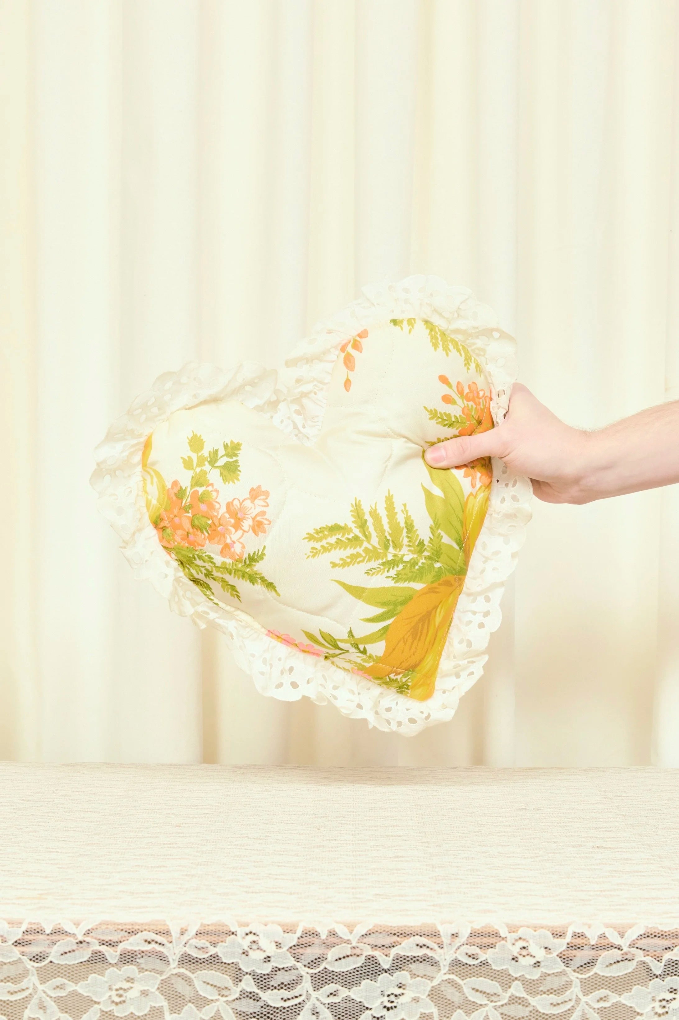 Vintage Quilted Heart Pillow