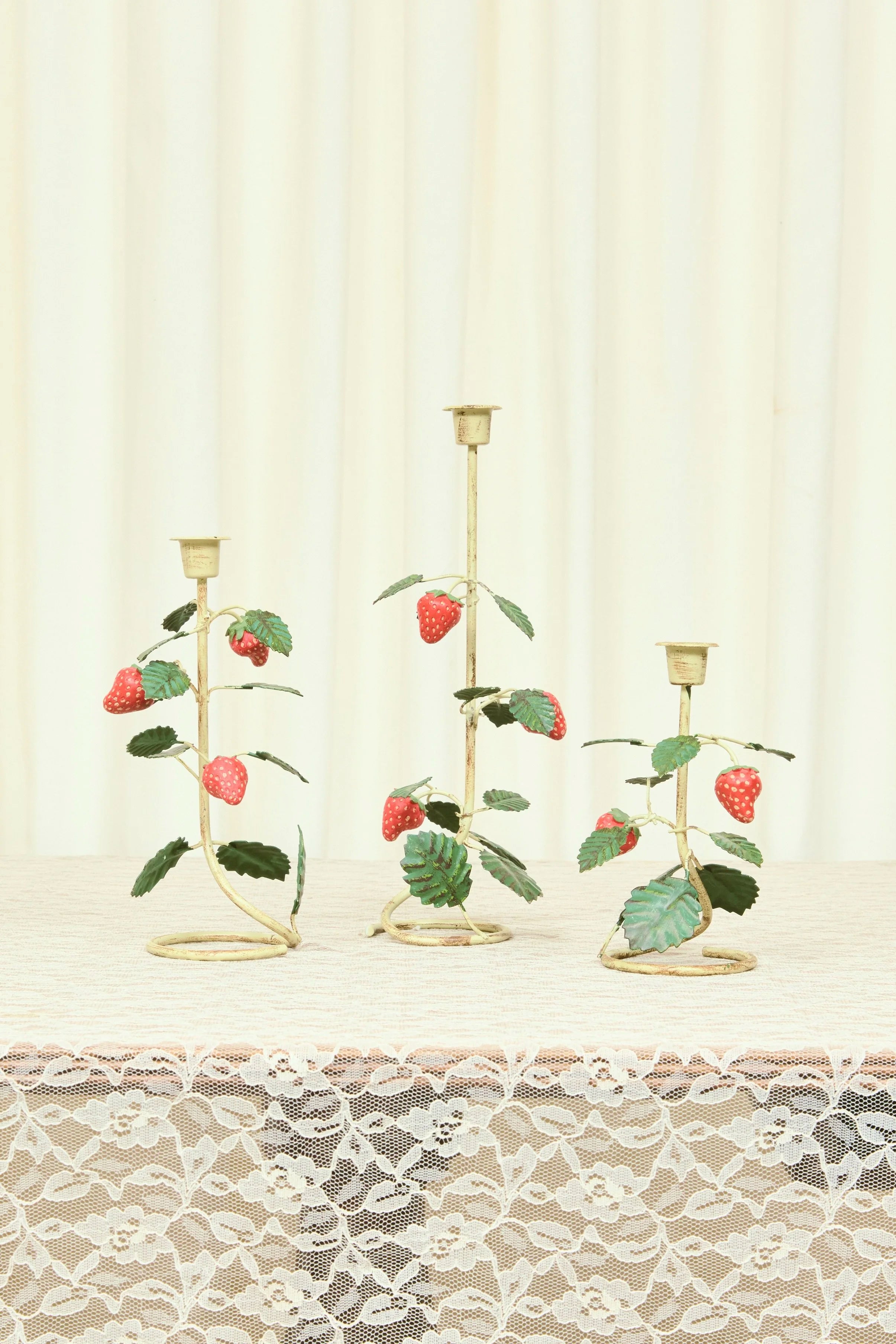 Vintage Metal Strawberry Candleholders