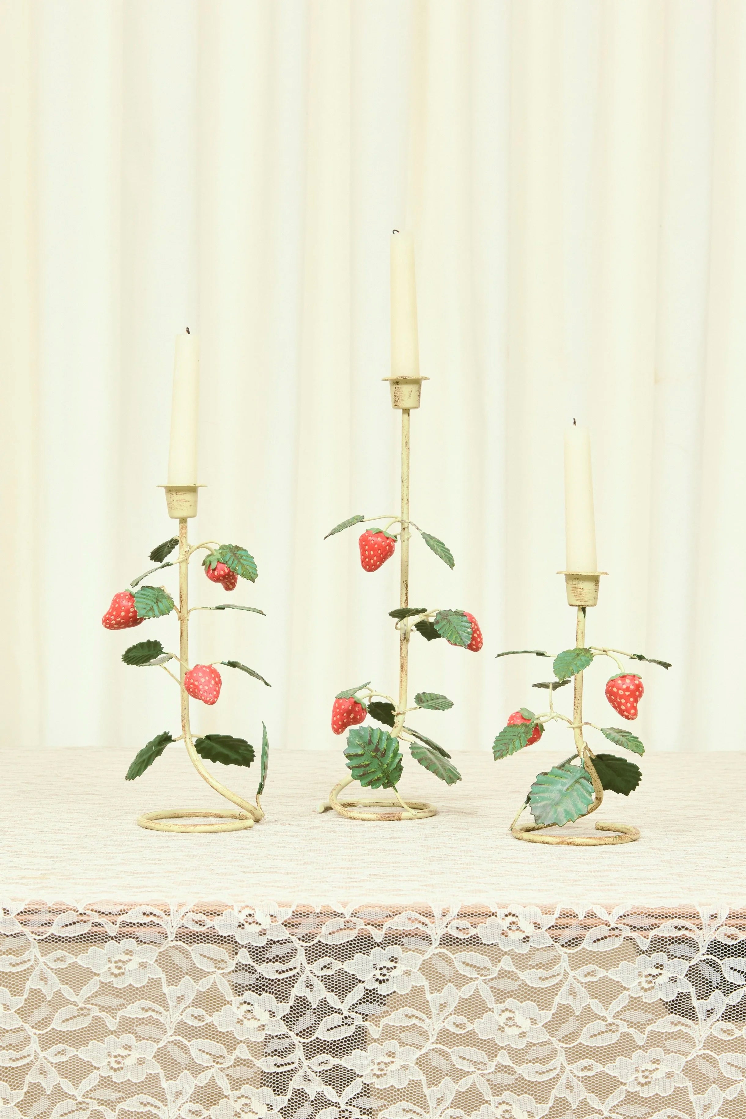 Vintage Metal Strawberry Candleholders