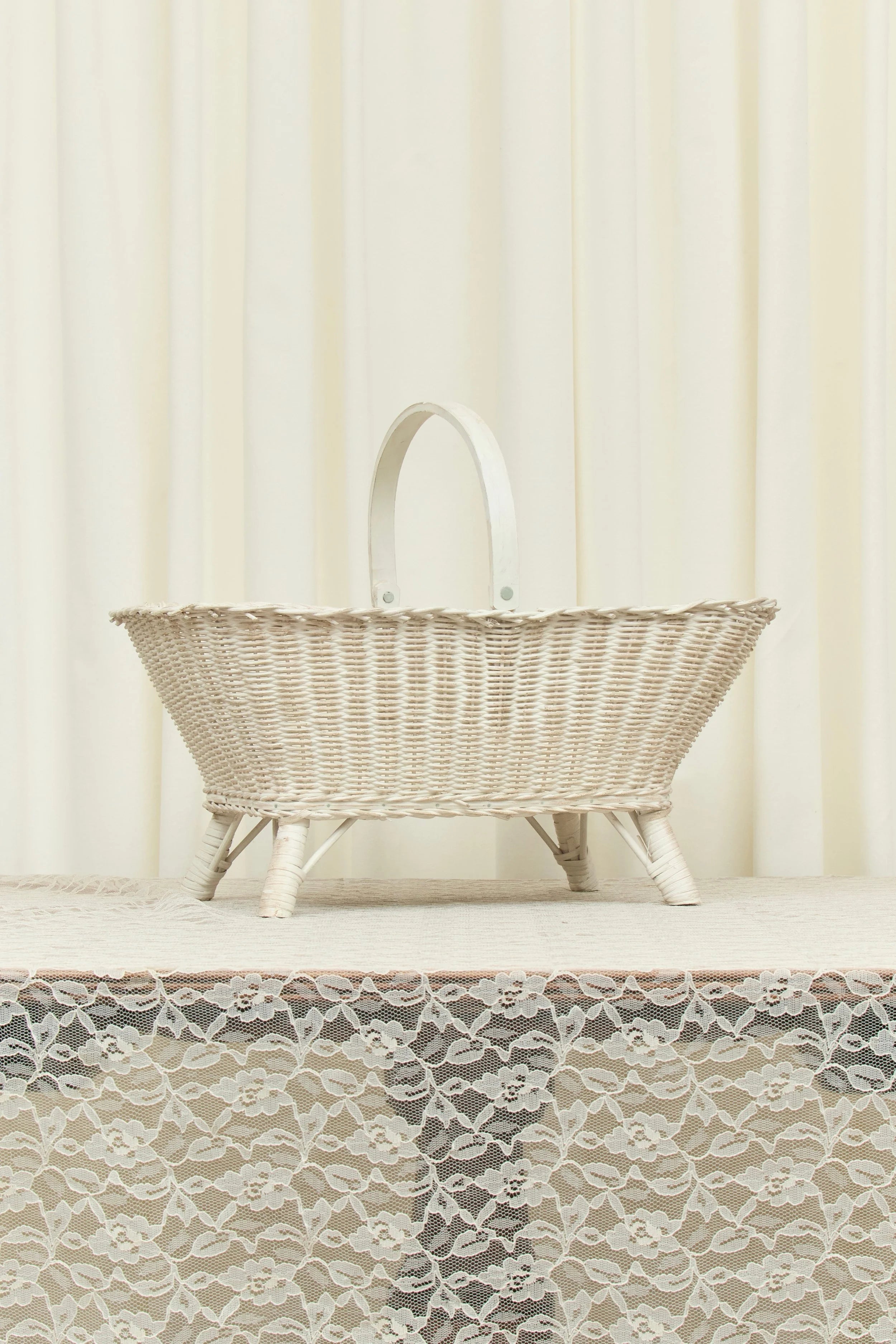 Vintage Footed Wicker Basket