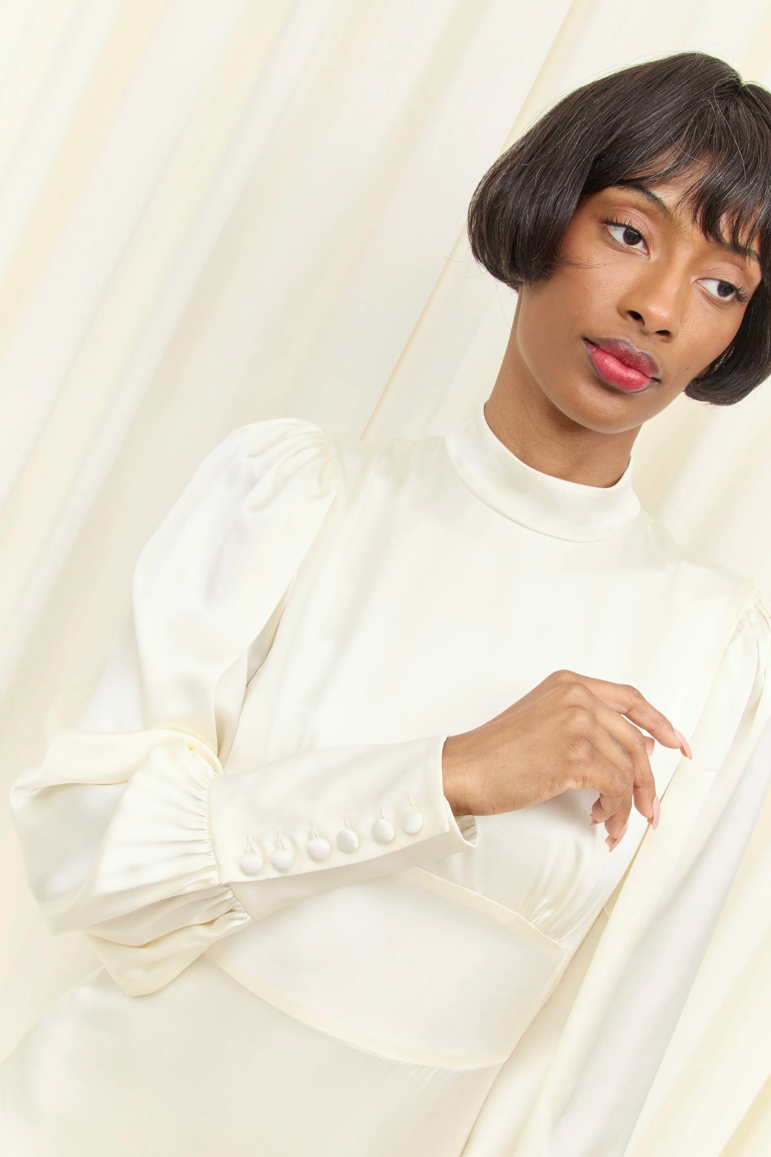 Cordelia Long Sleeve Charmeuse Gown