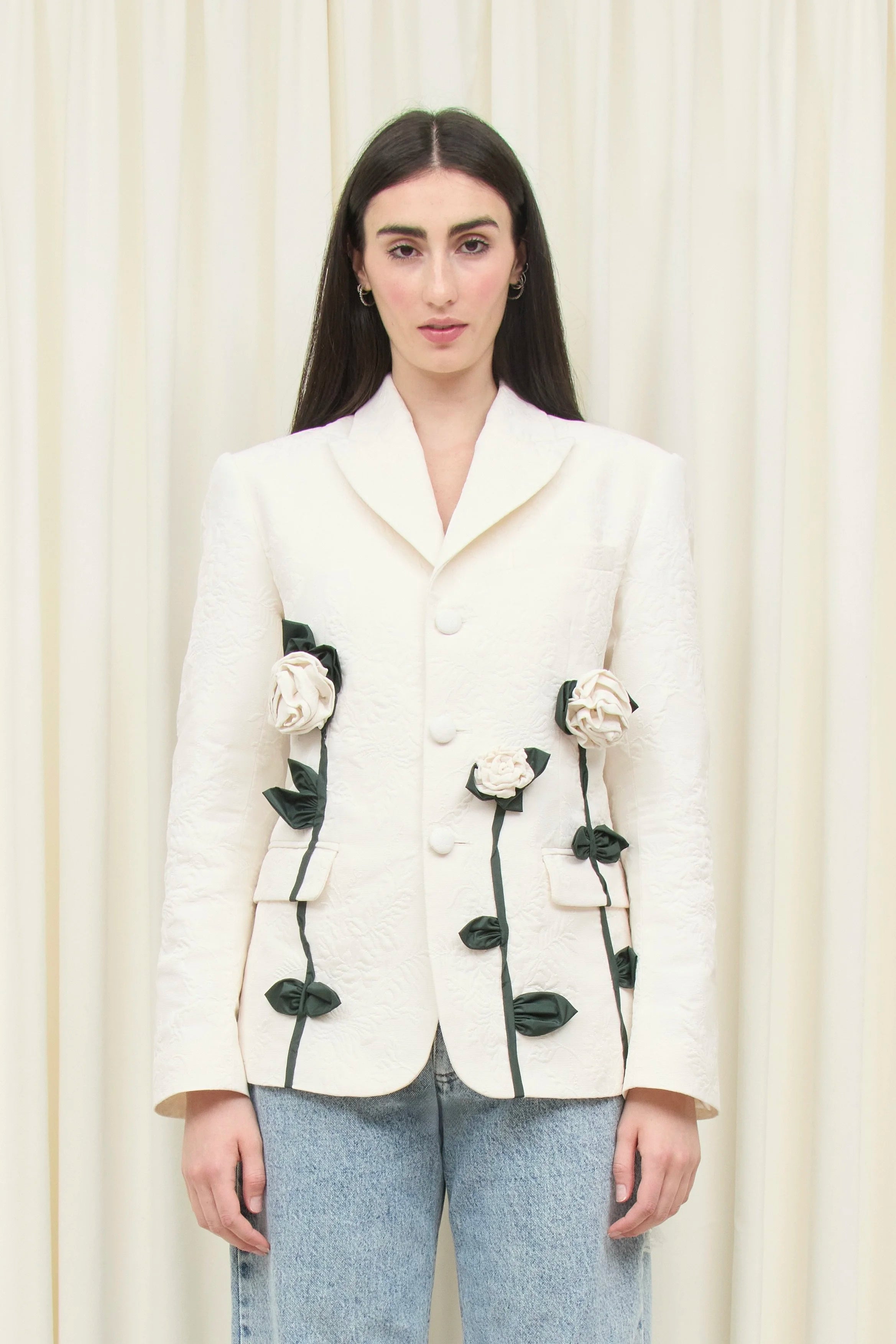 Walt Brocade Blazer with Rosettes