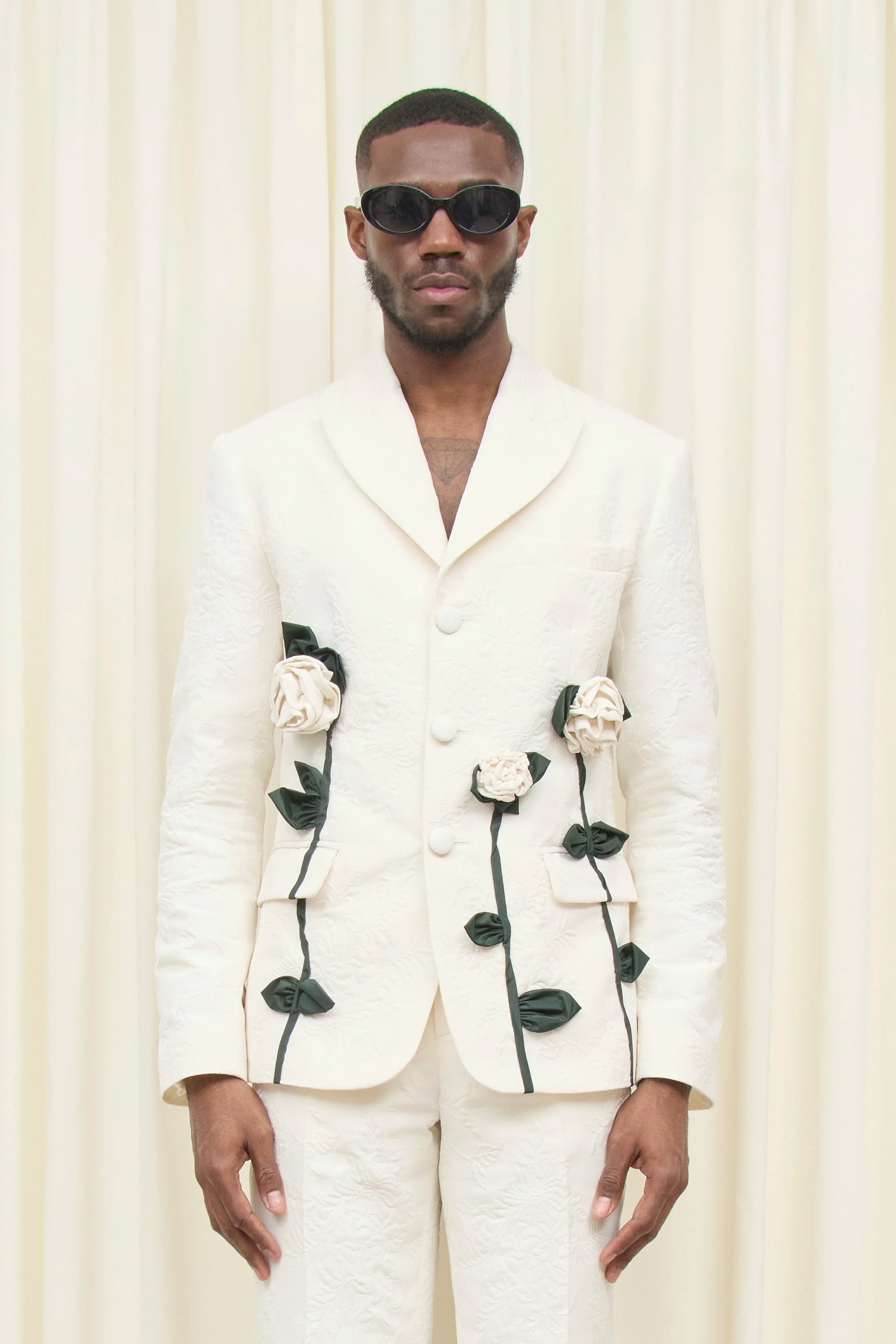Walt Brocade Blazer with Rosettes
