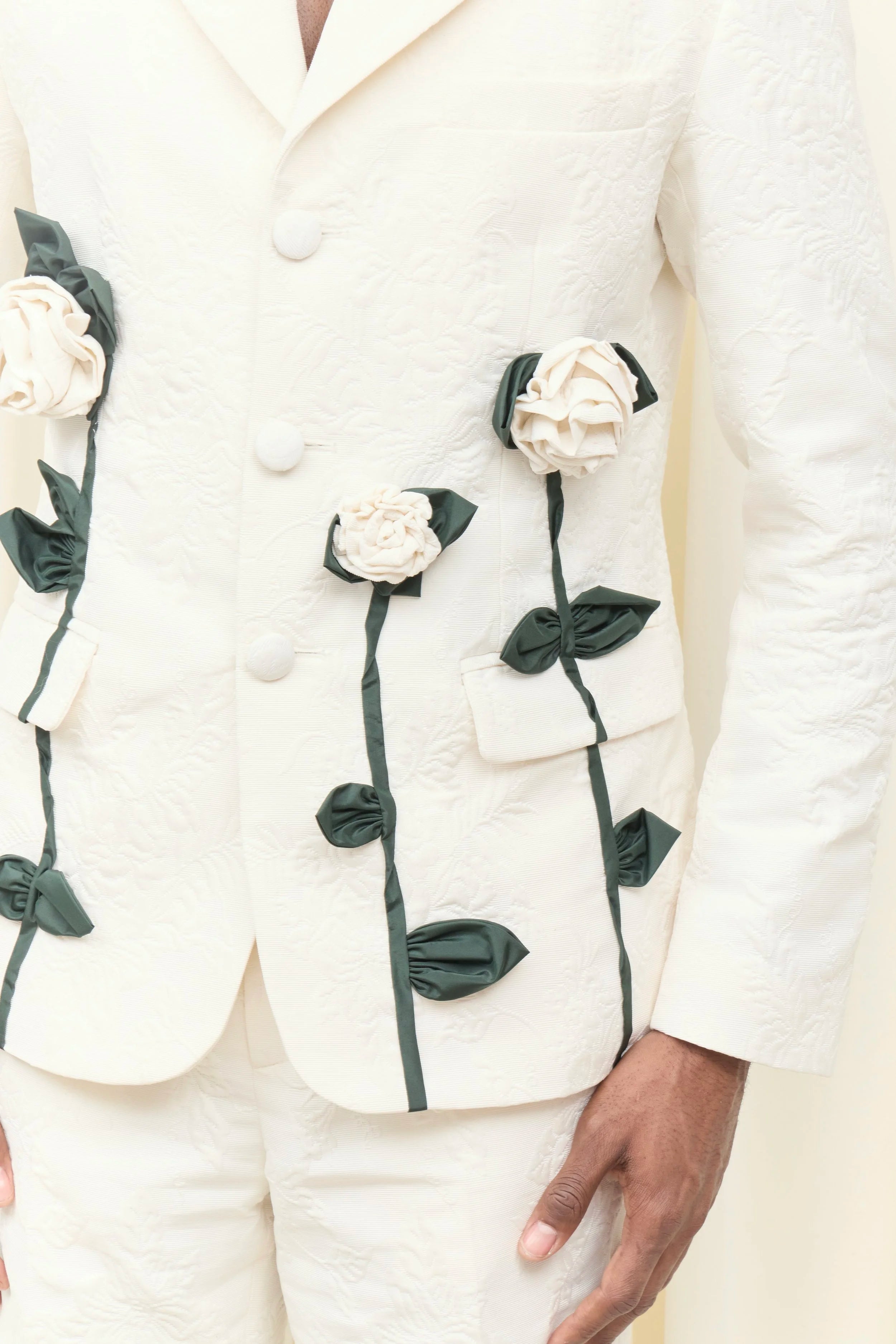 Walt Brocade Blazer with Rosettes