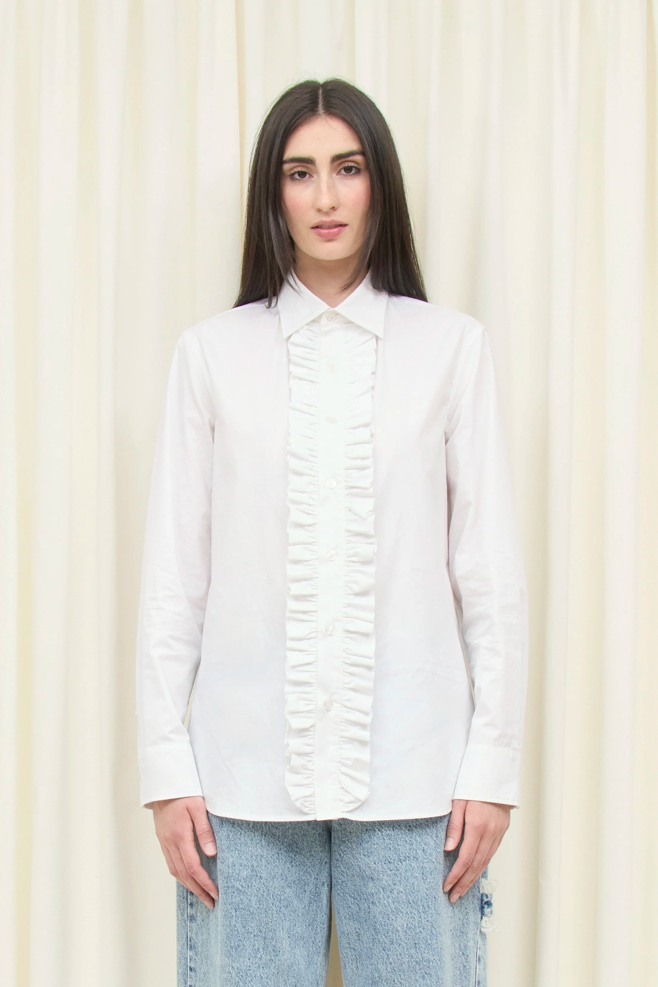Freddie Ruffle Placket Button Down Shirt