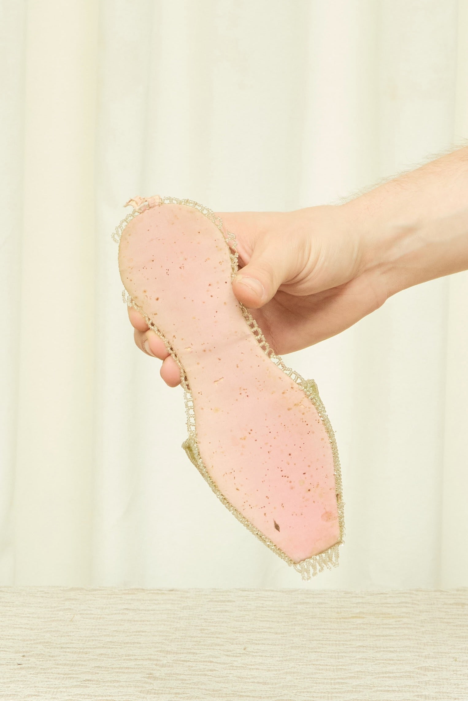 Antique Beaded Slipper Wall Pocket