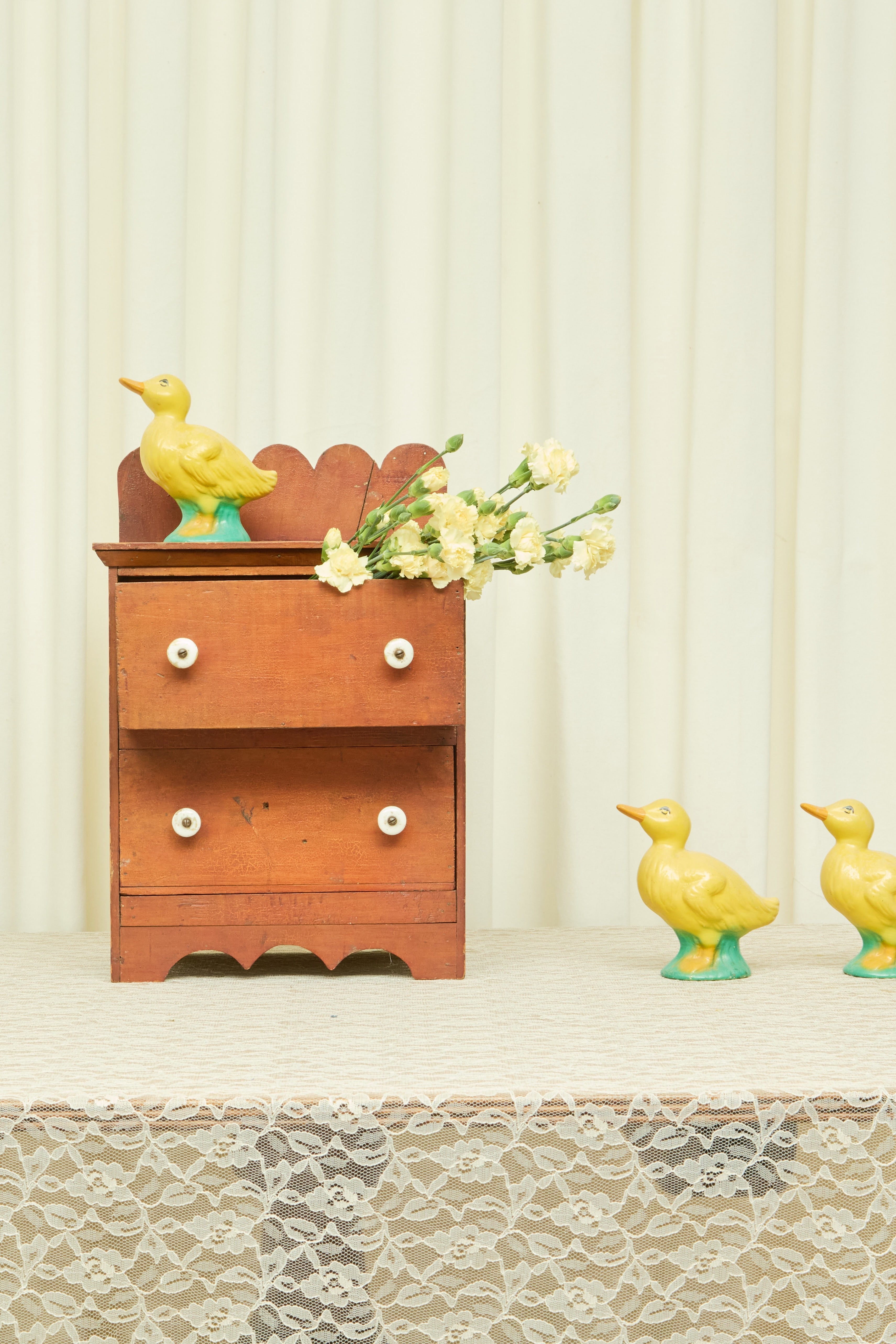Antique Scalloped Mini Dresser/Jewelry Box