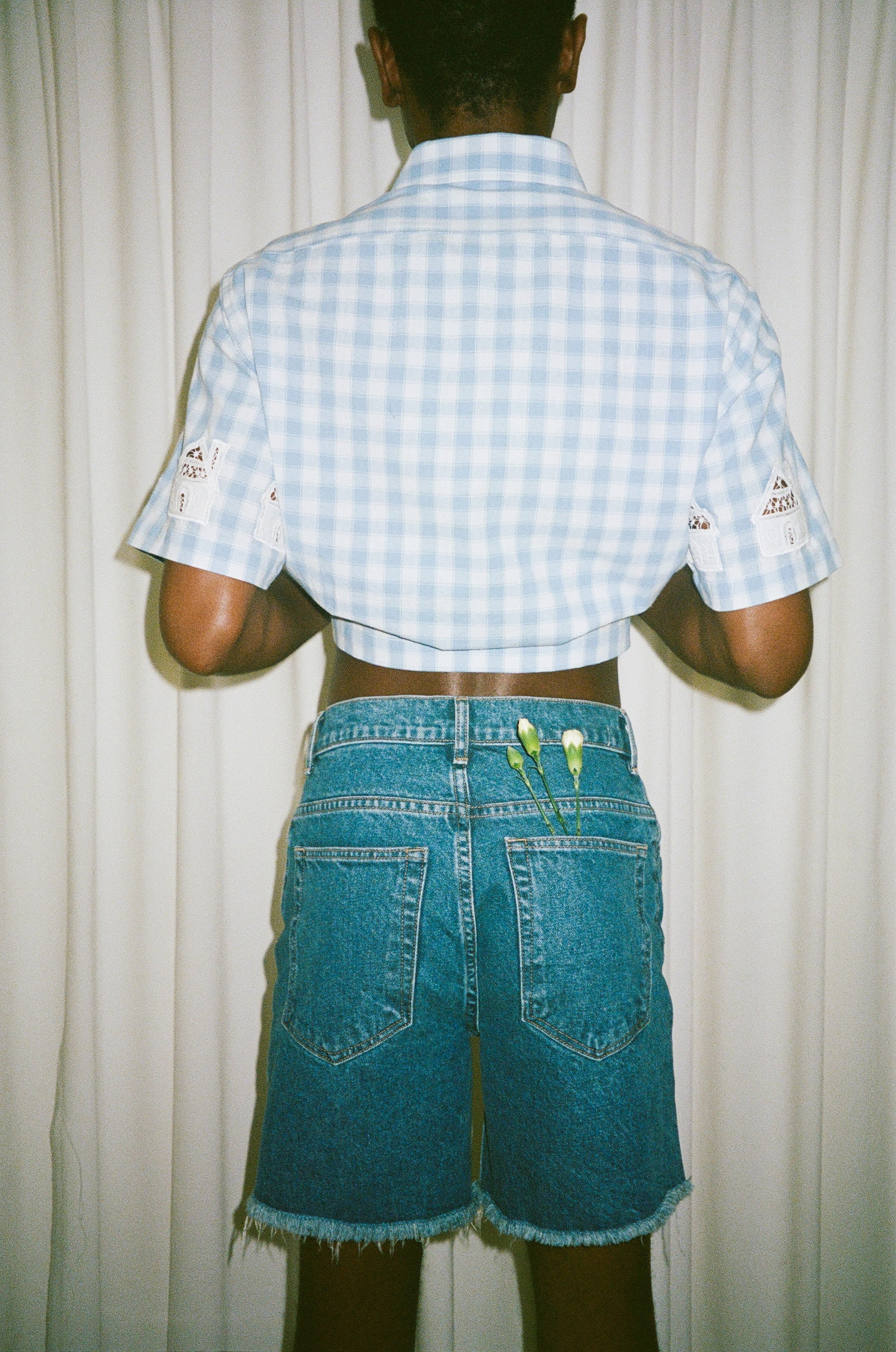 Brad Cutoff Mid Length Jean Short