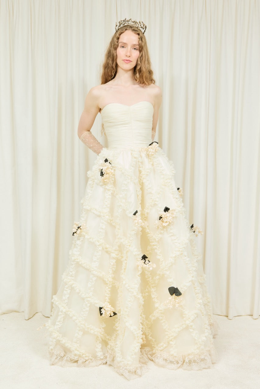 Emmeline Strapless Trellis Gown
