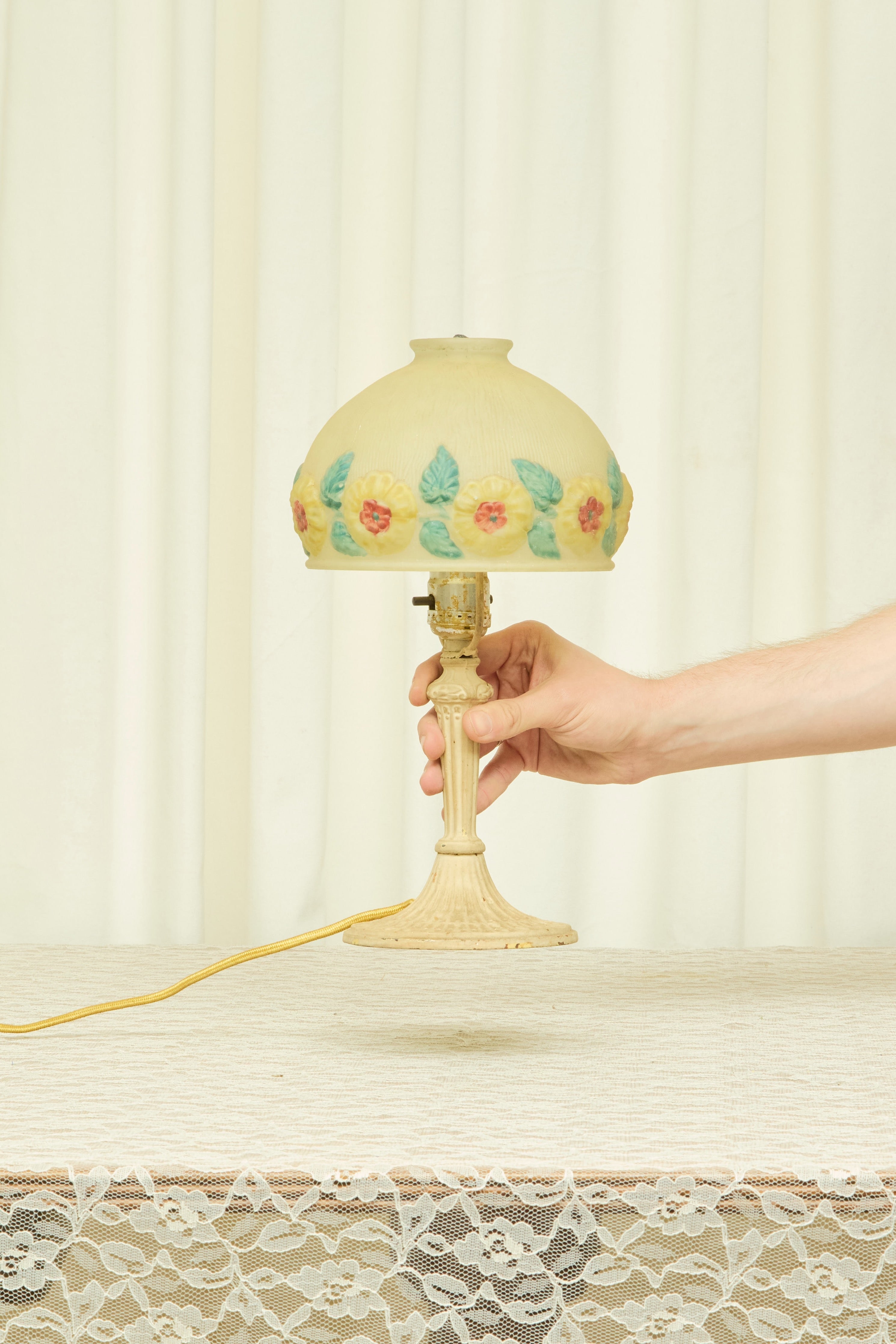 Vintage Art Deco Floral Lamp