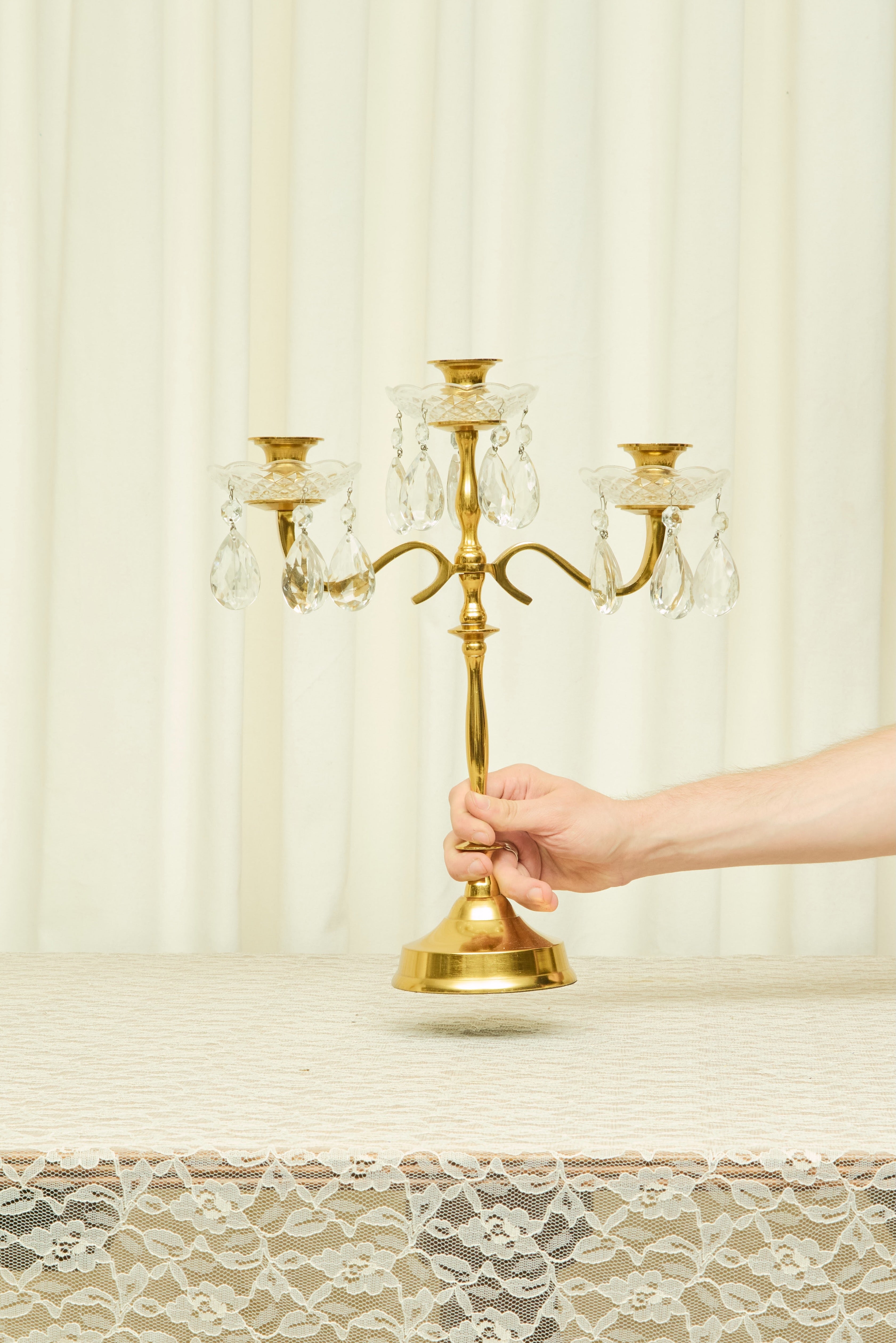 Vintage Brass/Crystal Candelabra