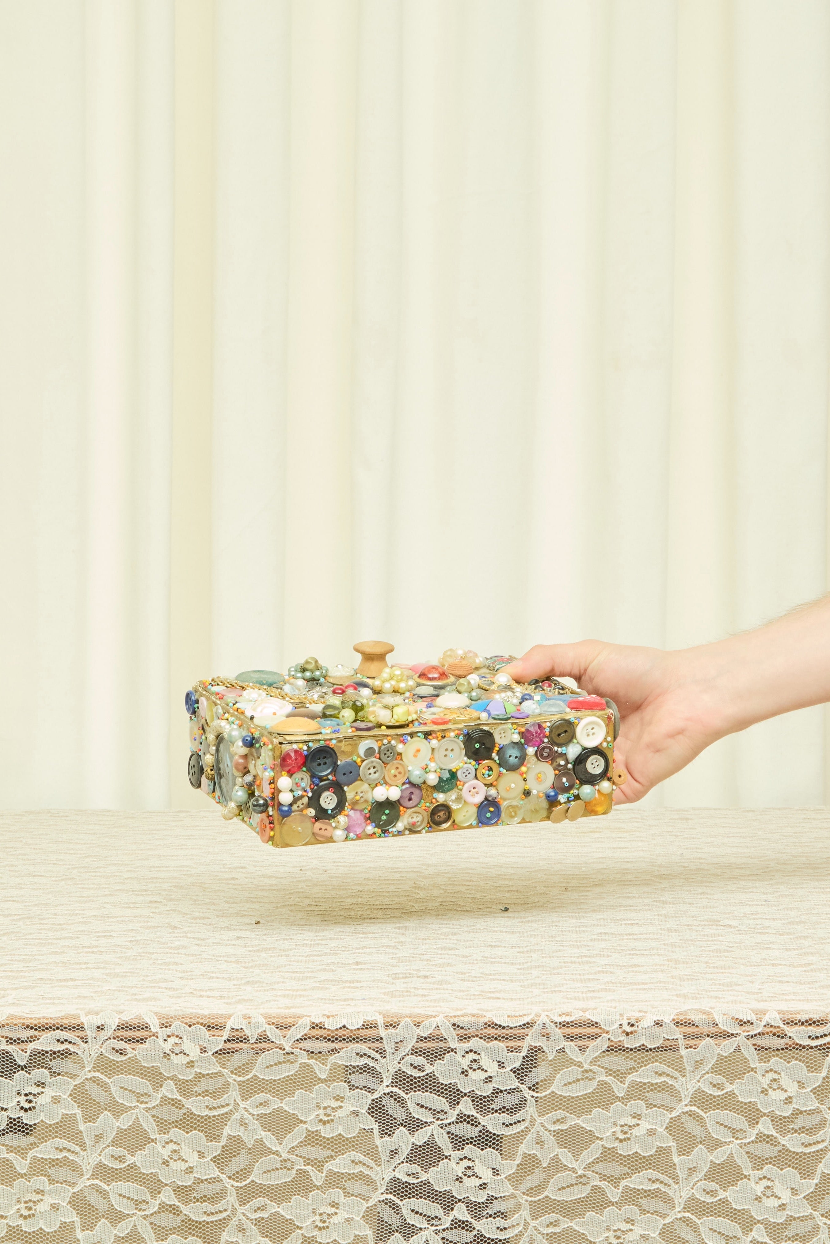 Vintage Button Encrusted Box
