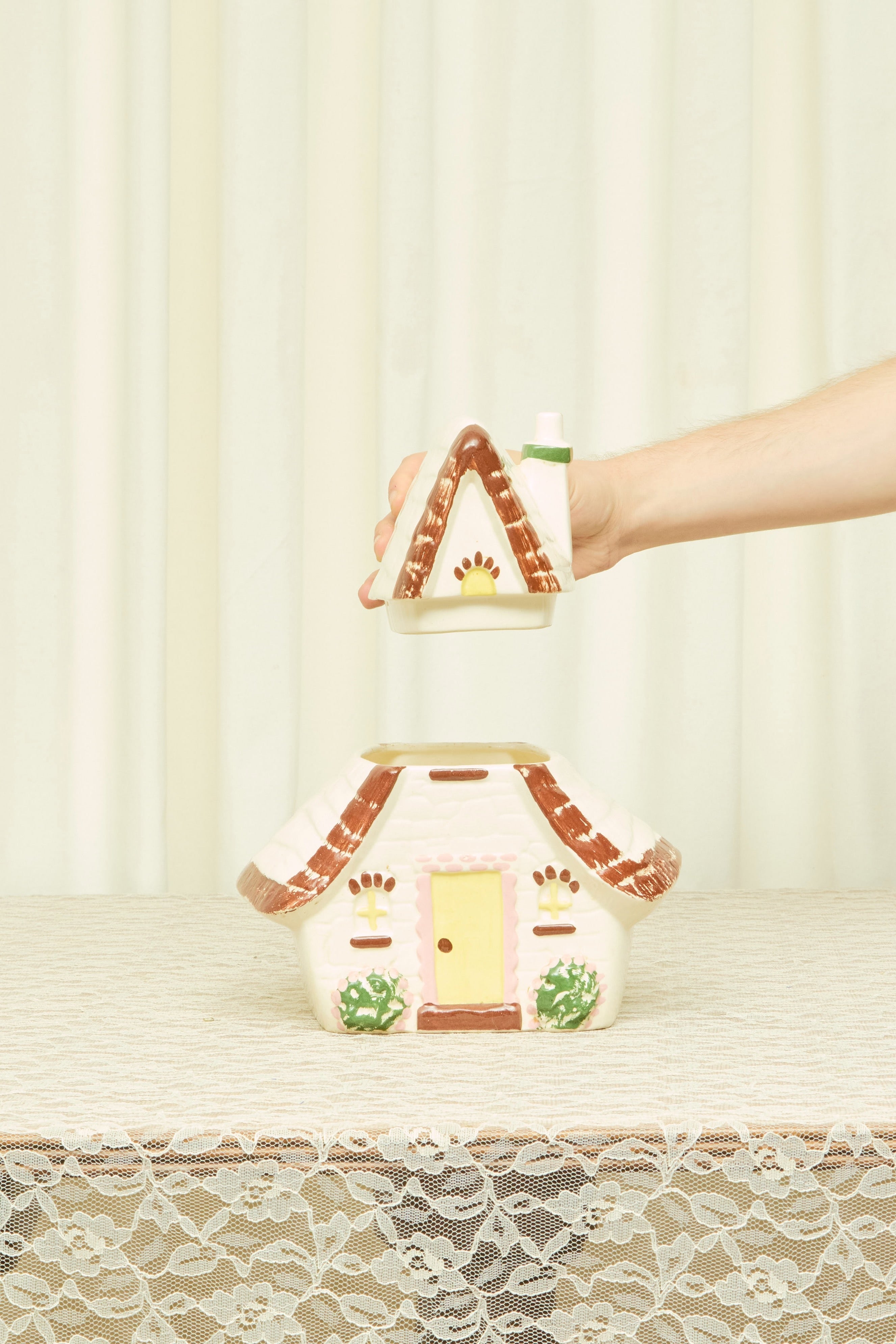 Vintage Ceramic House Cookie Jar (1953)
