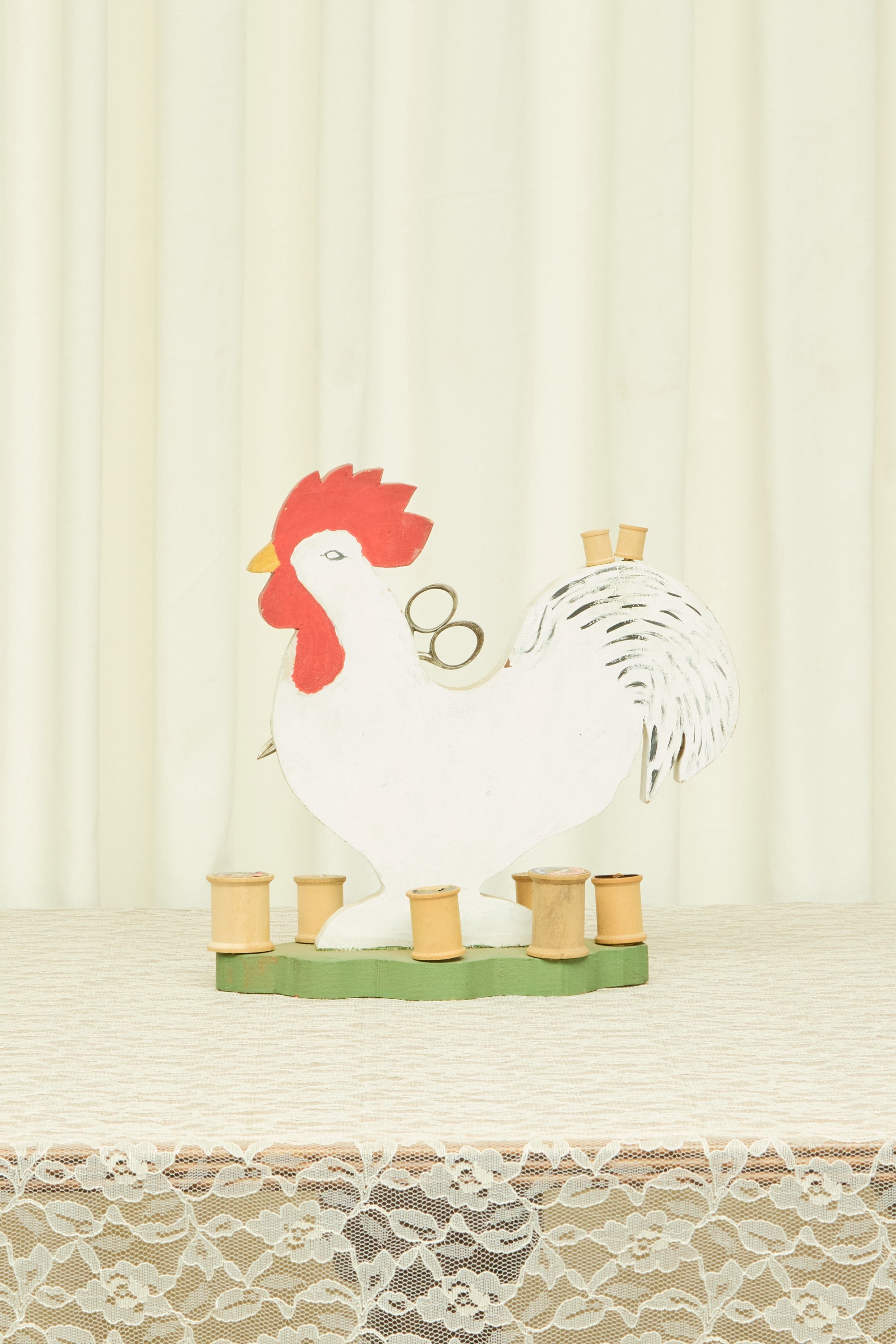 Vintage Cock Sewing Supply Holder