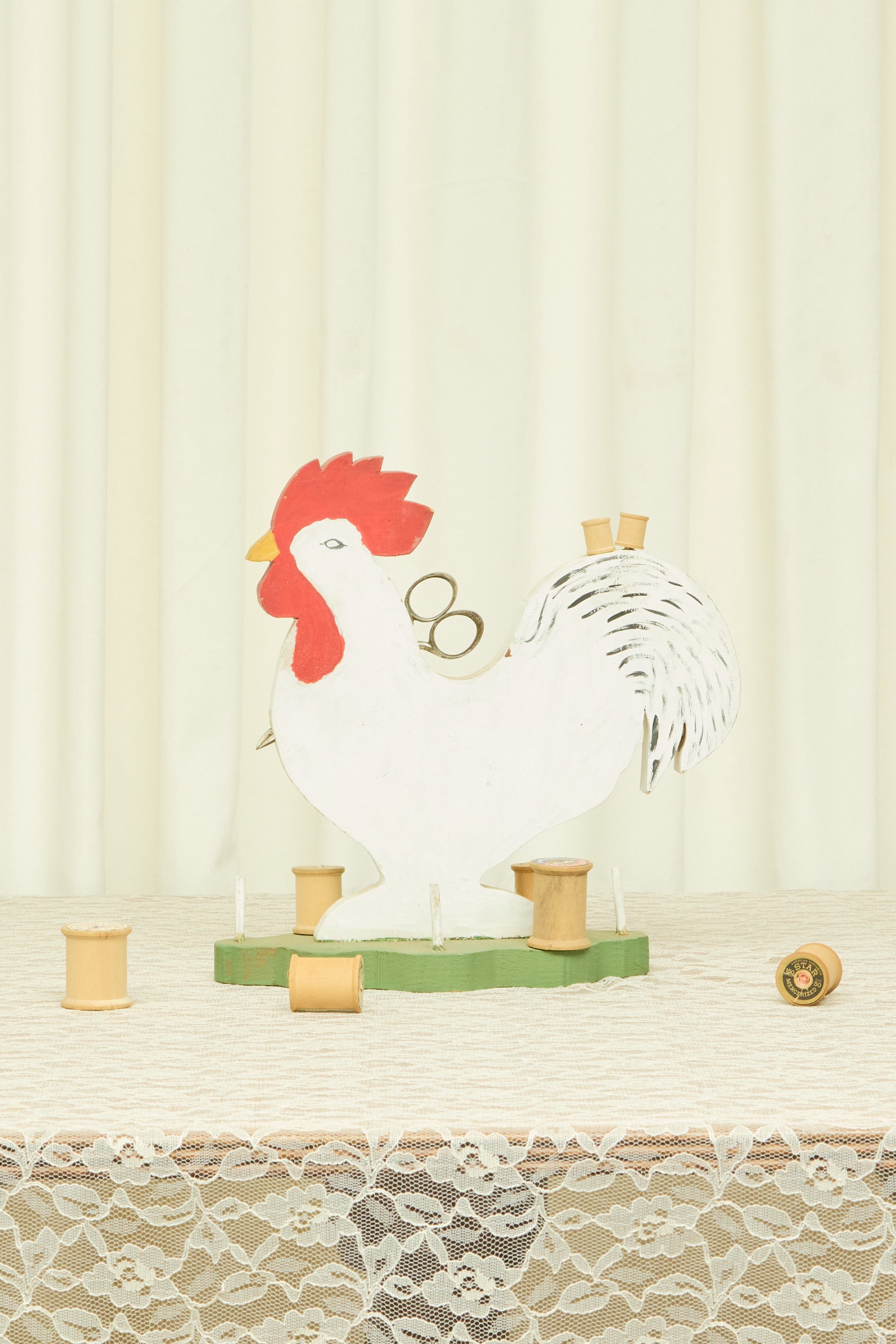 Vintage Cock Sewing Supply Holder