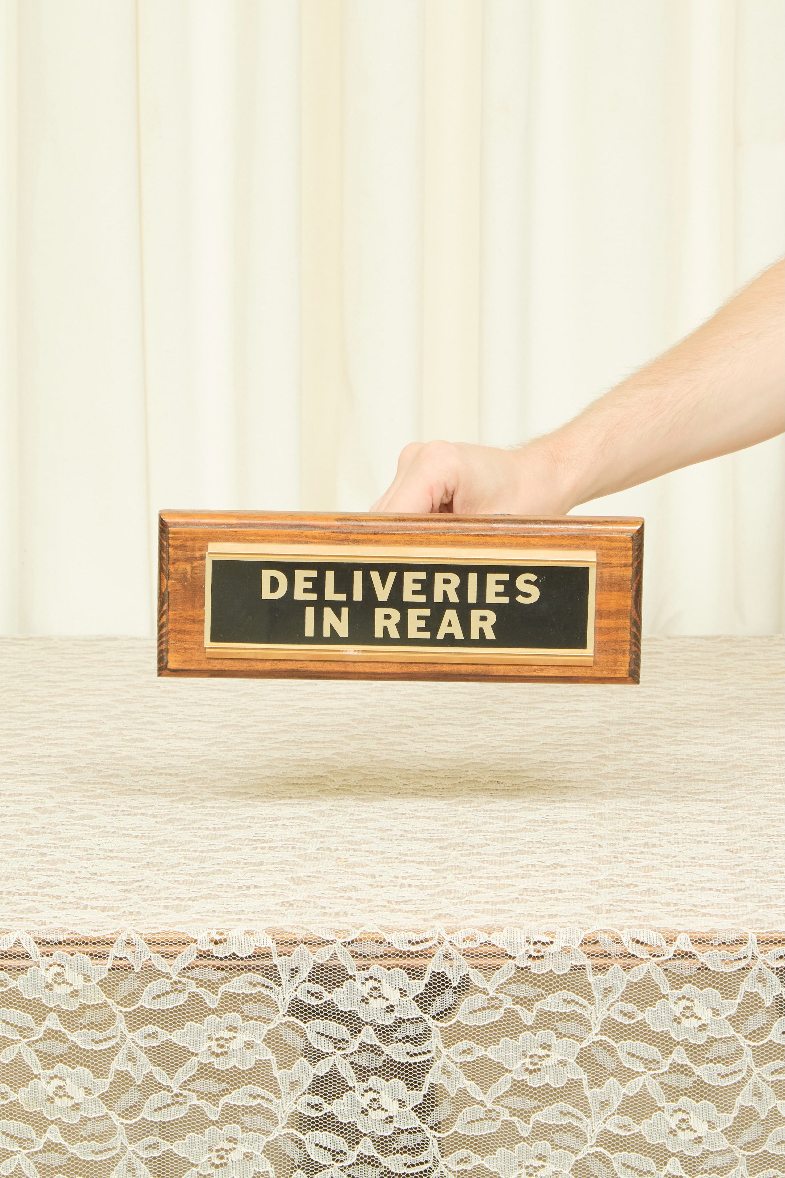 Vintage "Deliveries in Rear" Sign