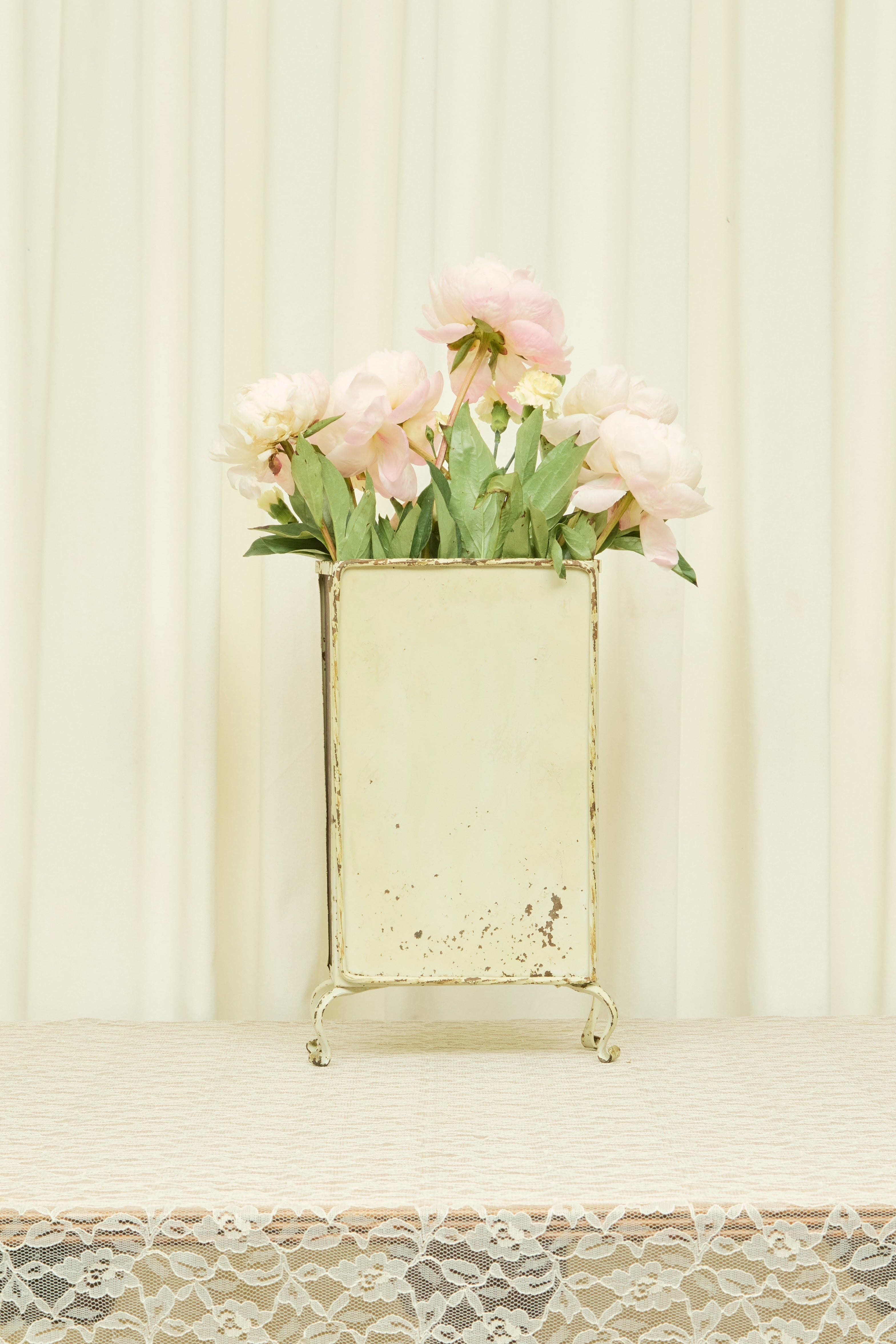 Vintage Floral Painted Footed Box