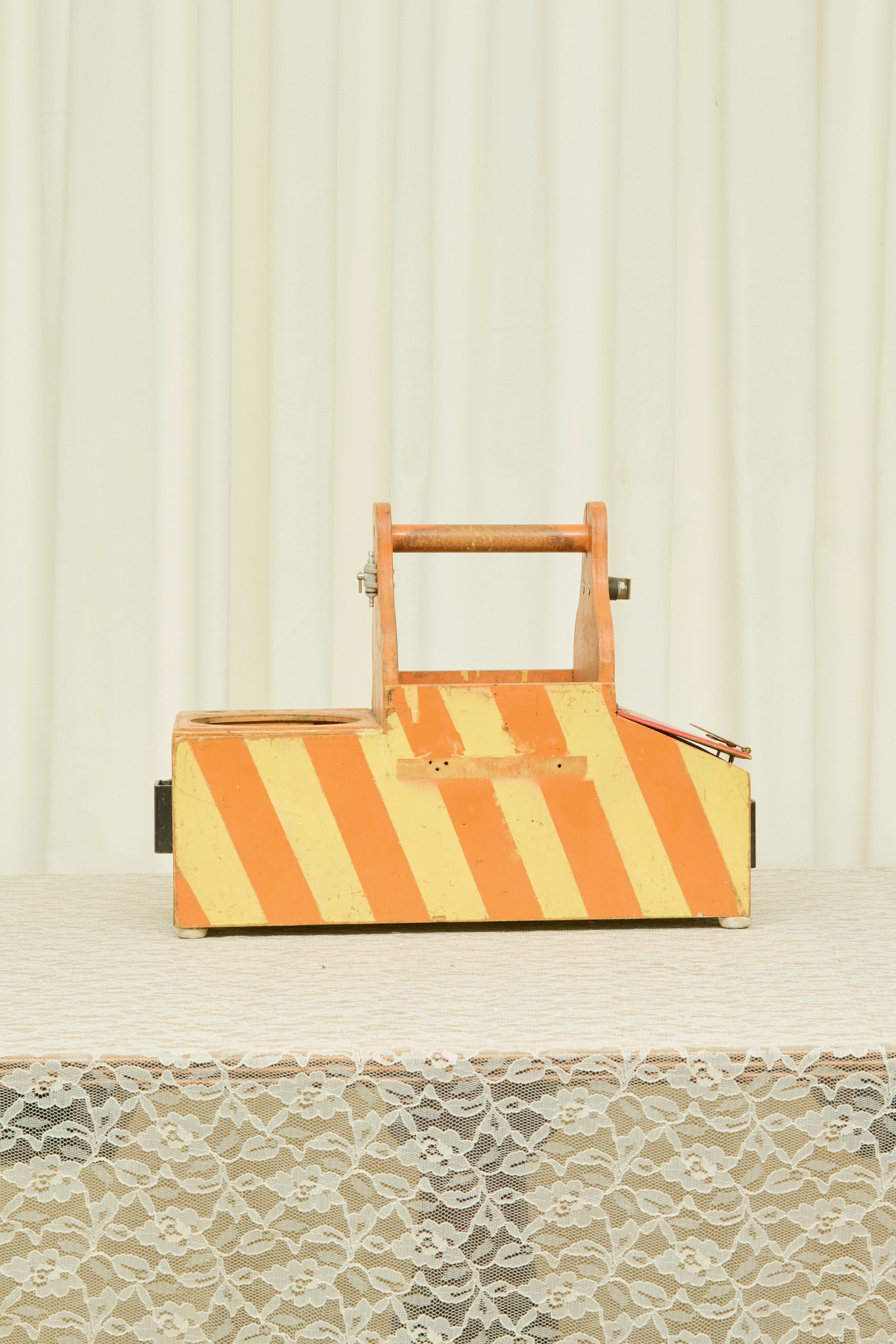 Vintage Folk Art Striped Toolbox