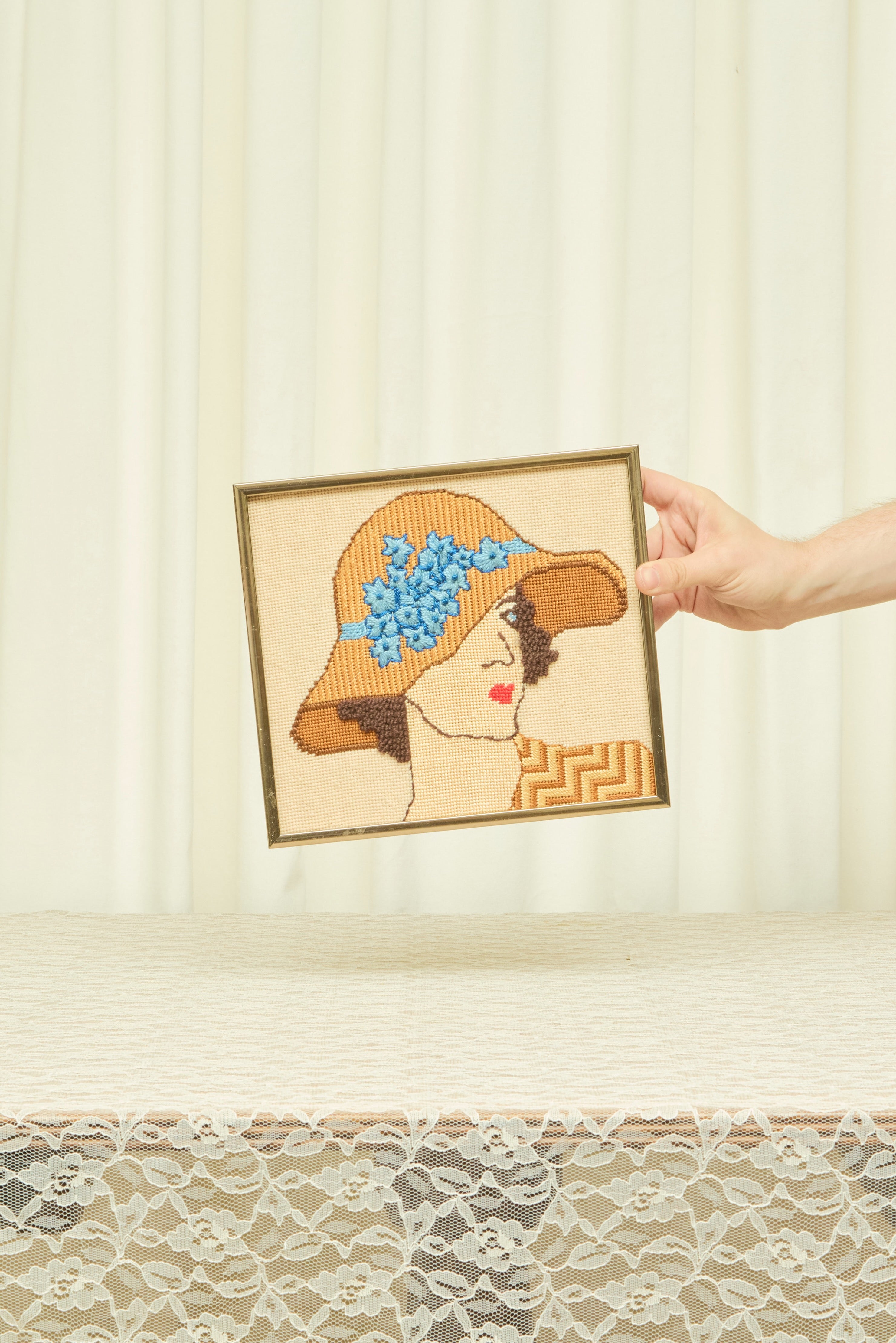 Vintage Man & Woman Needlepoint Set/2