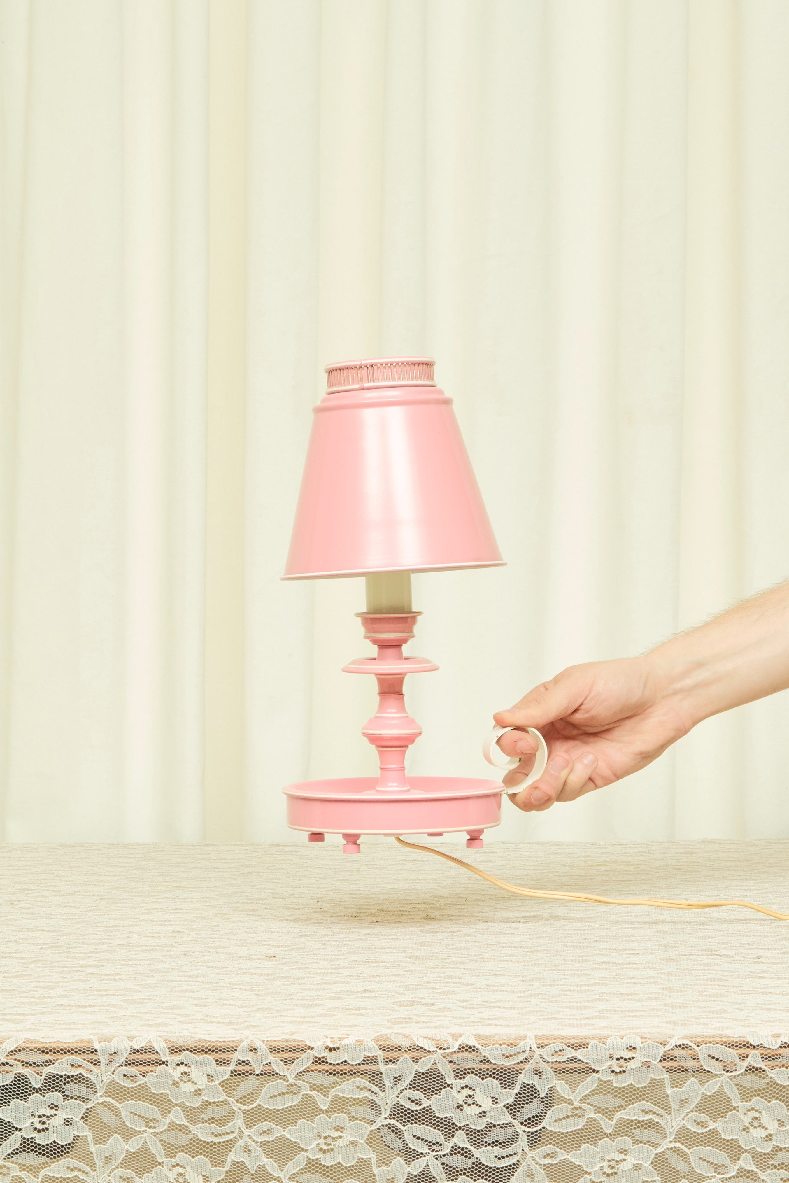 Vintage Metal Candlestick Lamp
