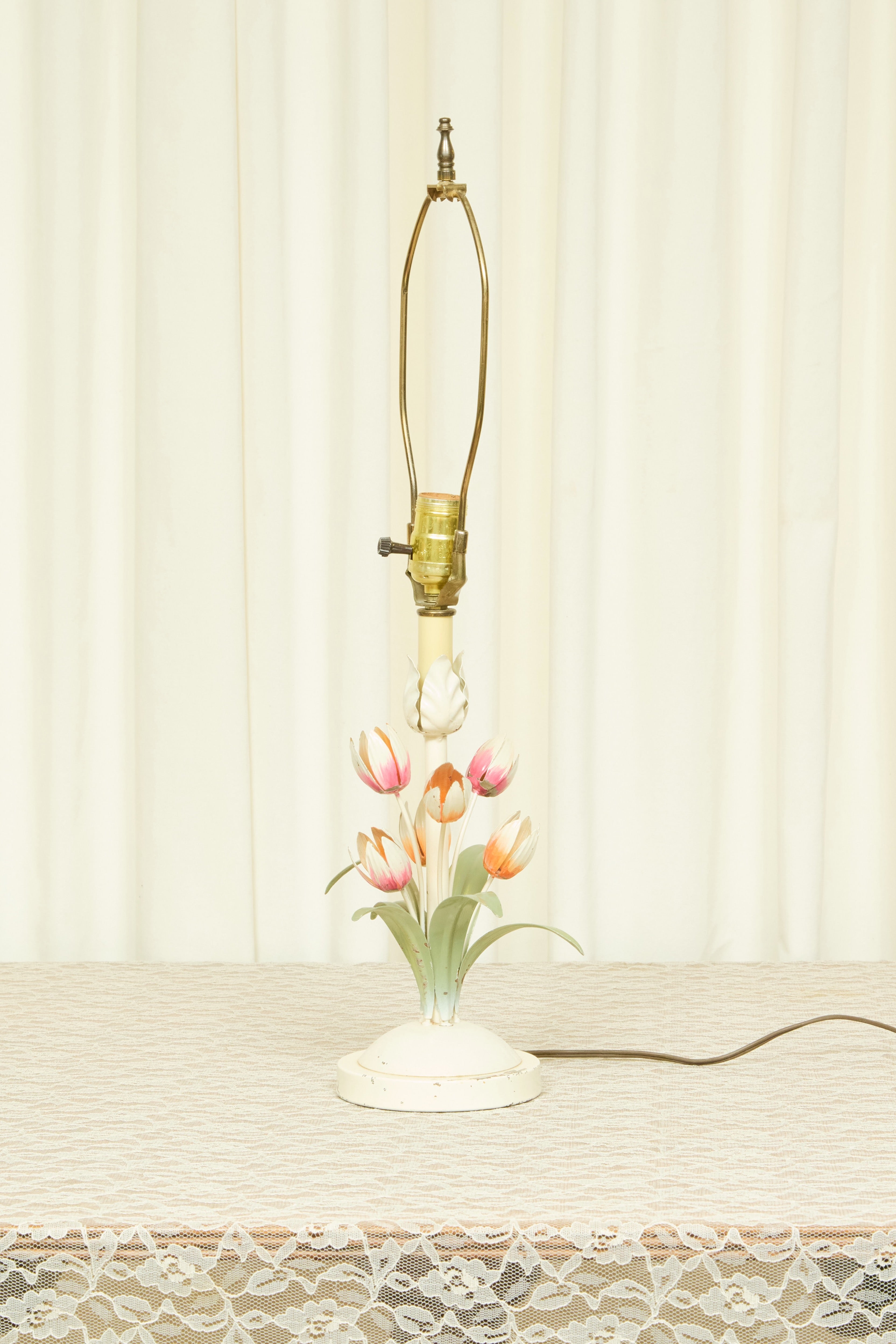 Vintage Metal Tulip Lamp w/ Shade