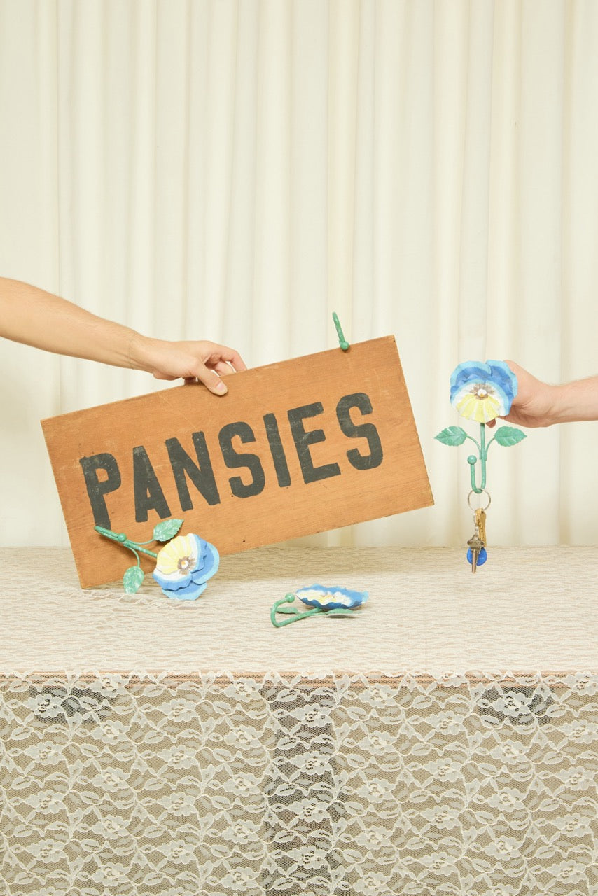 Vintage Painted Pansy Hooks