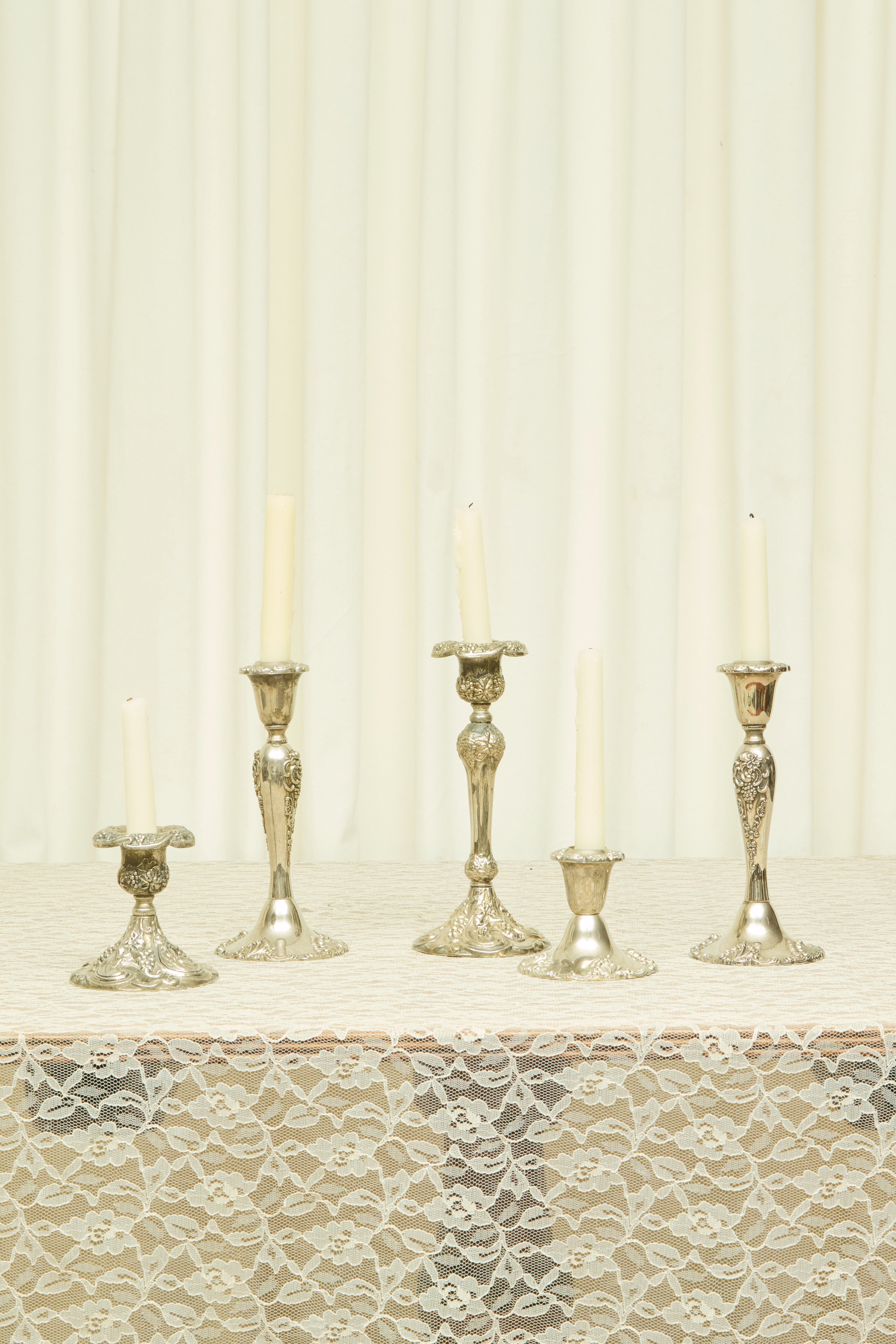 Vintage Silver Candle Holder Set/5