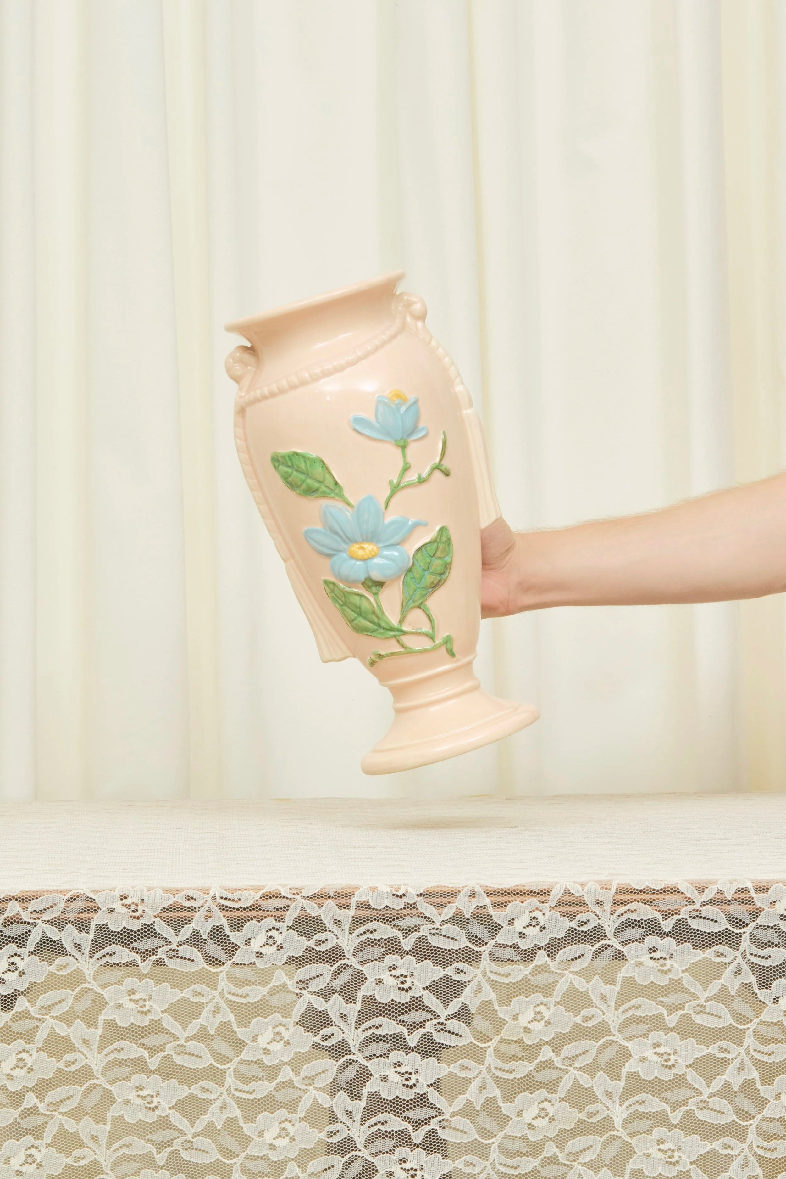 Vintage Pink Floral Vase