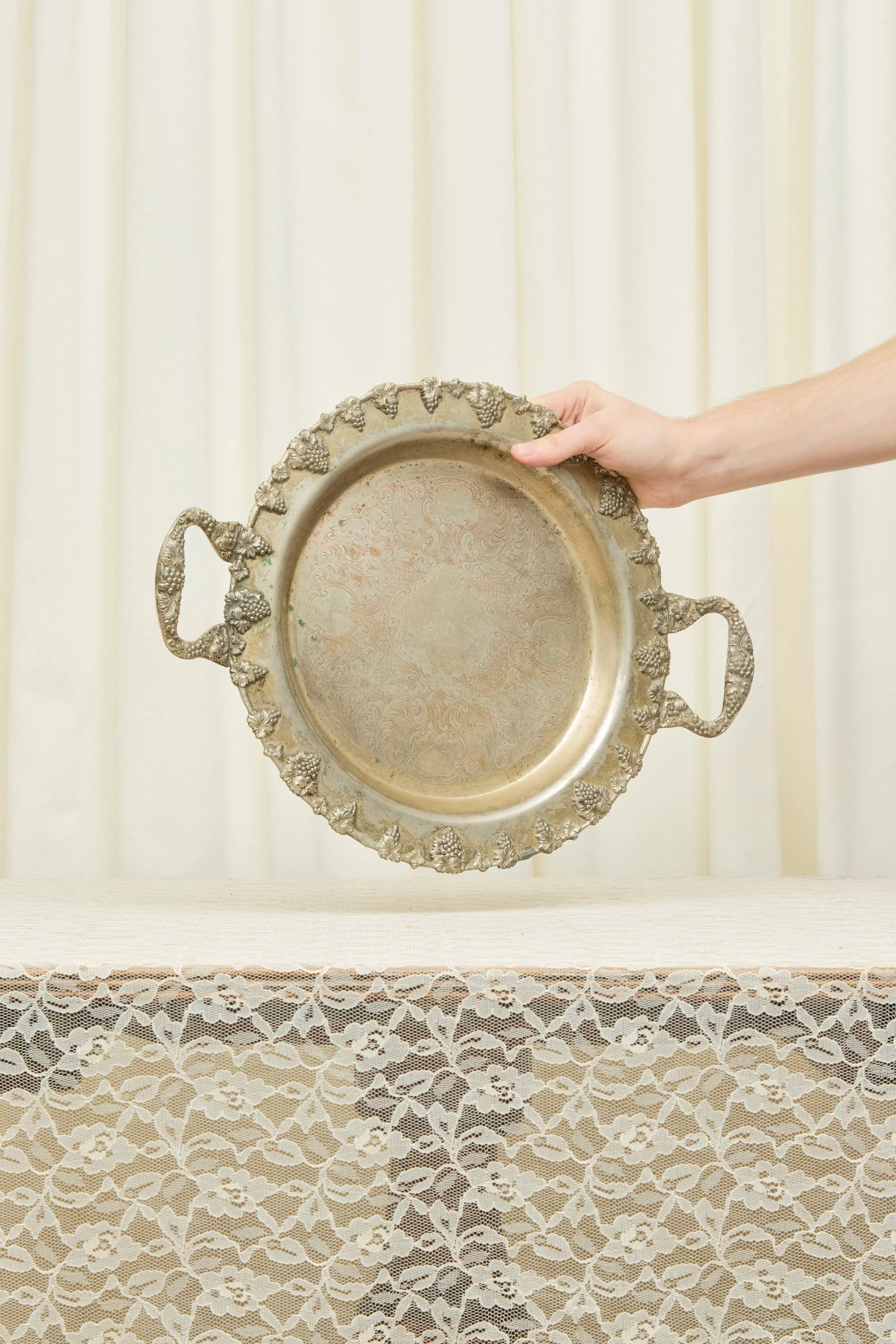 Vintage Grapevine Silver Platter