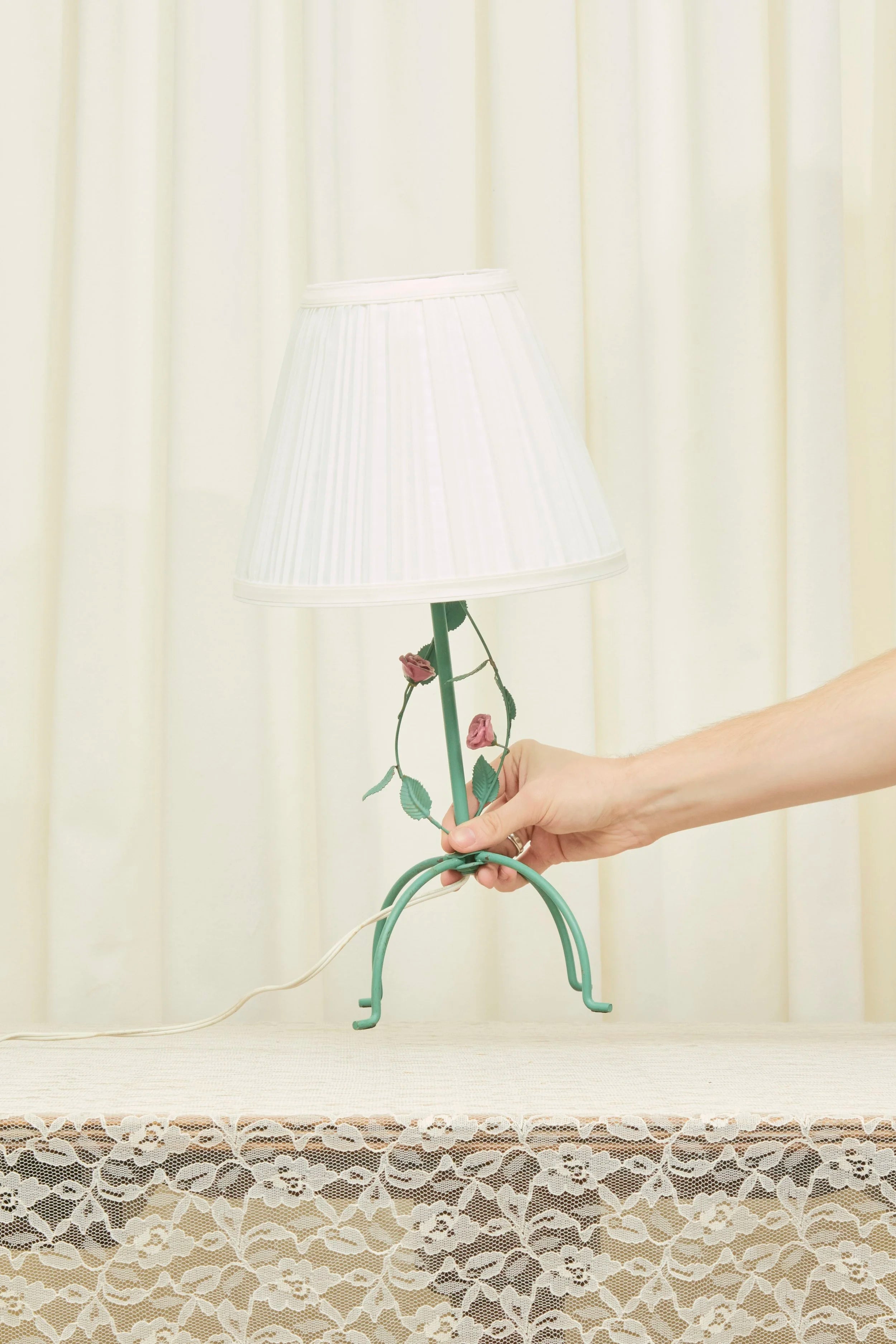 Vintage Metal Floral Lamp