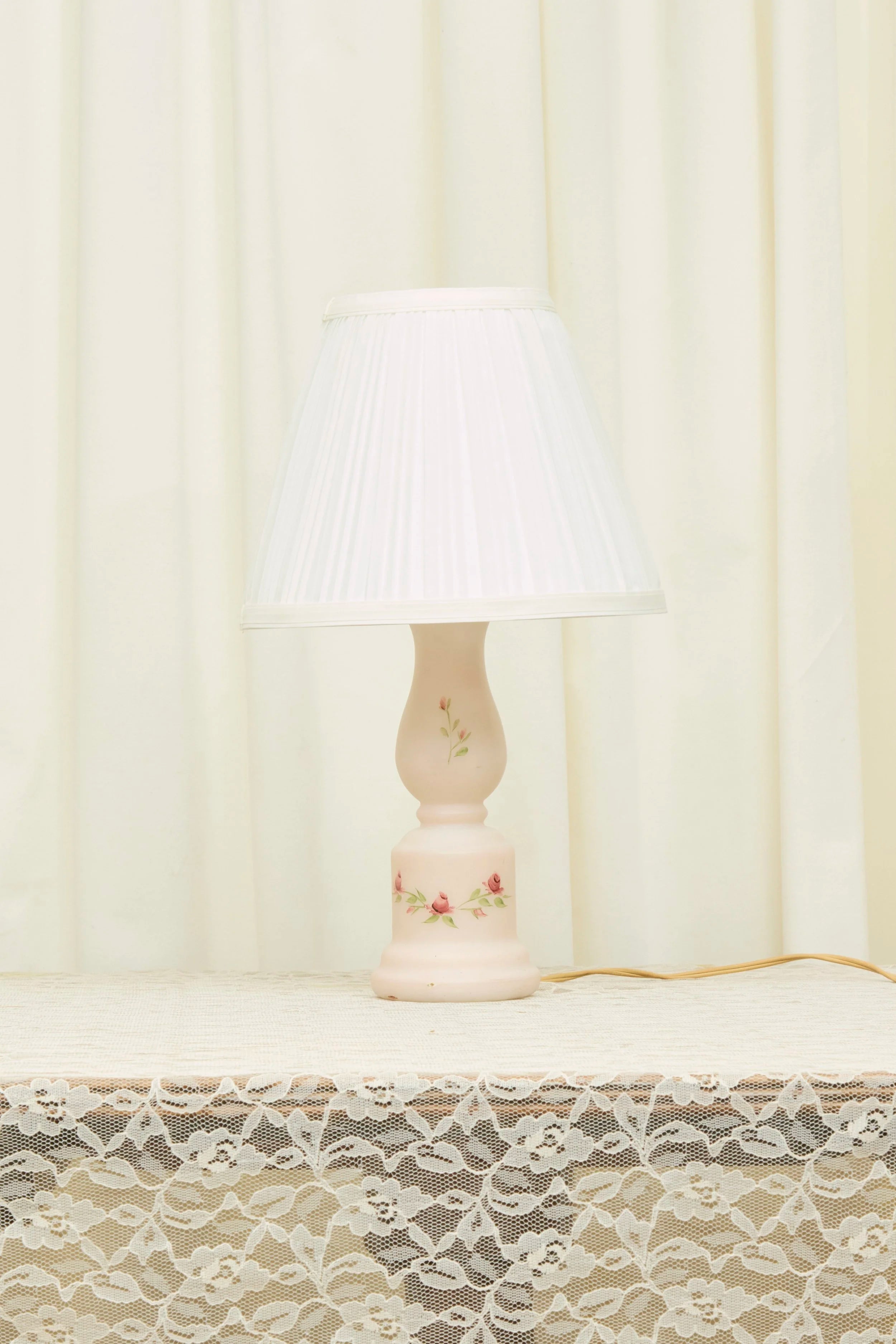 Vintage Hand-Painted Rose Lamp