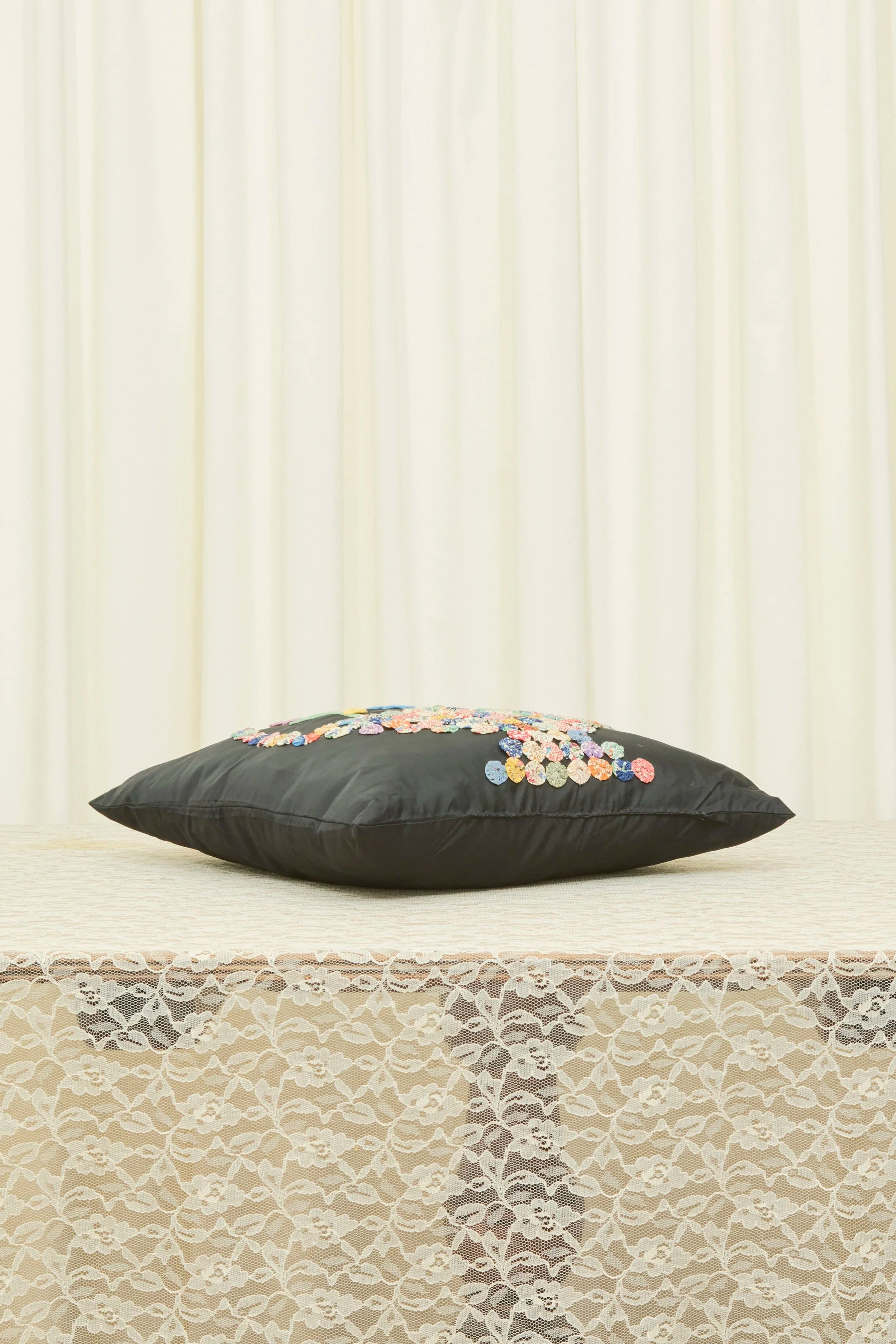 Vintage Flower Embroidered Pillow