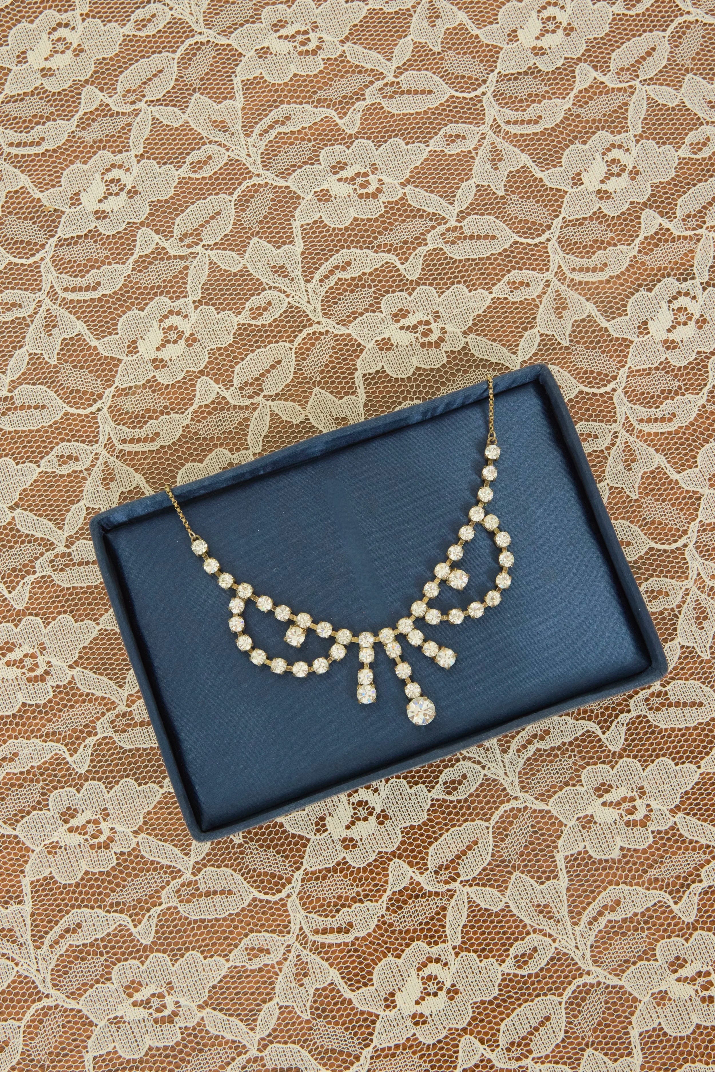 Antique Rhinestone Princess Necklace