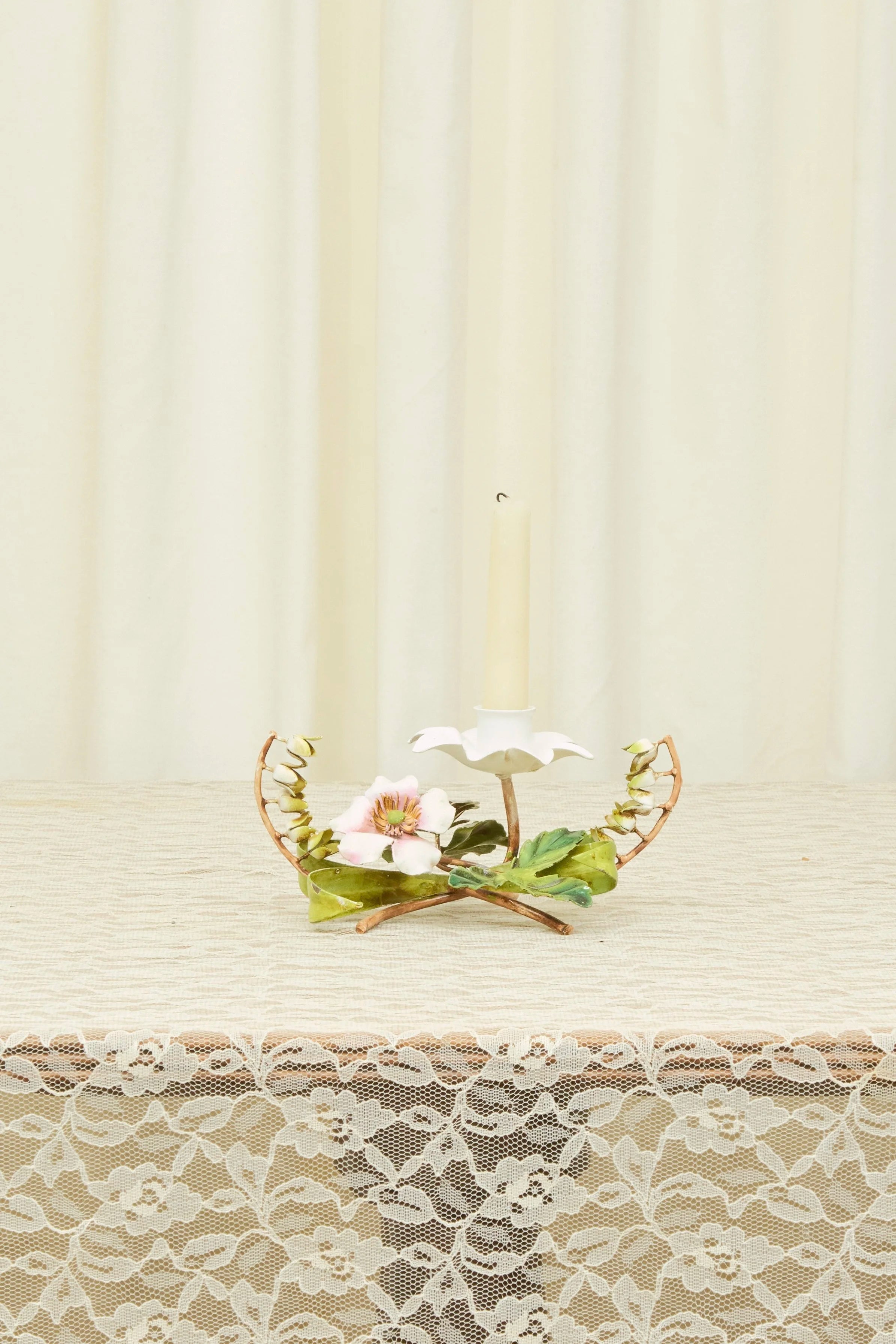 Vintage Metal Flower Candle Holder
