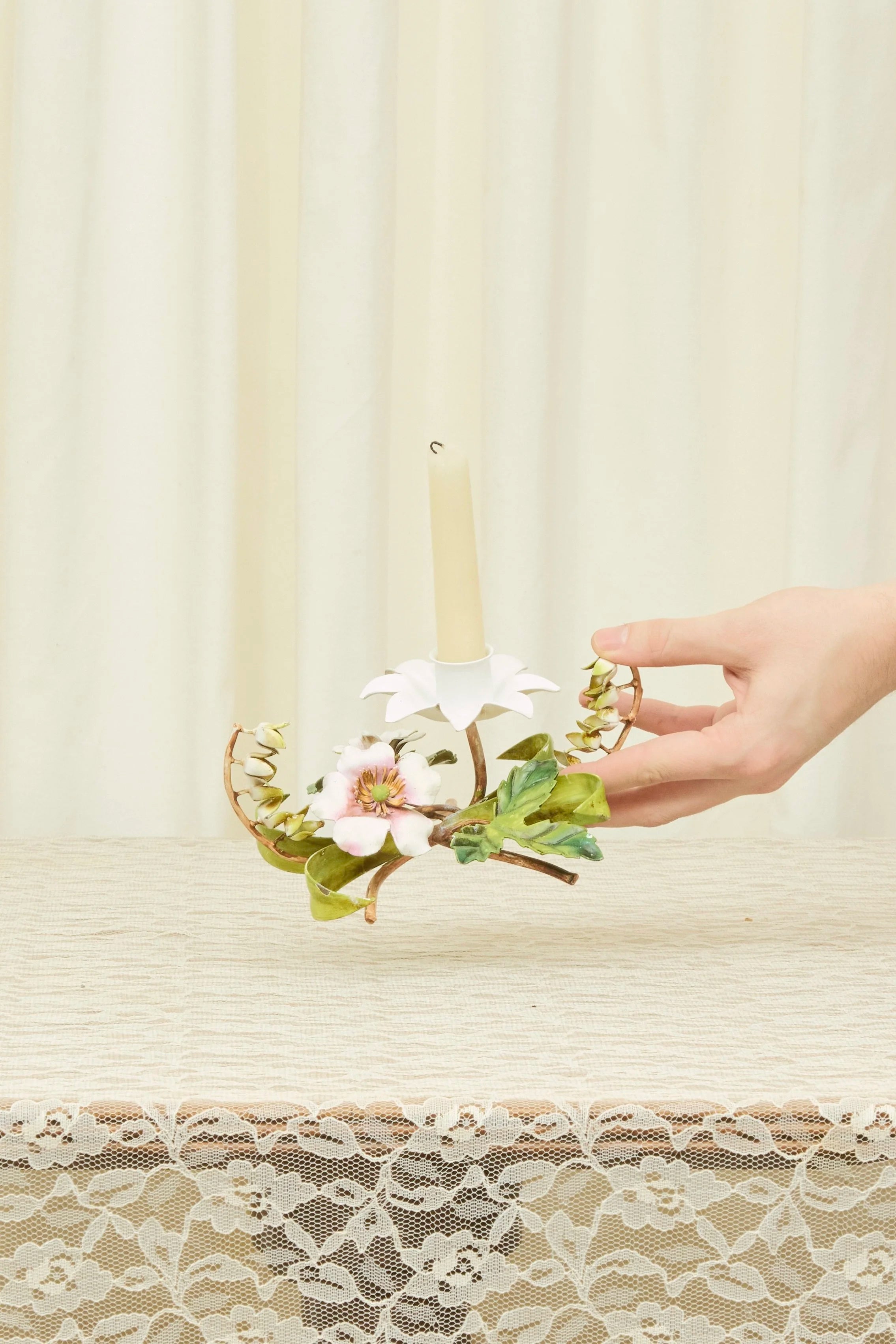 Vintage Metal Flower Candle Holder