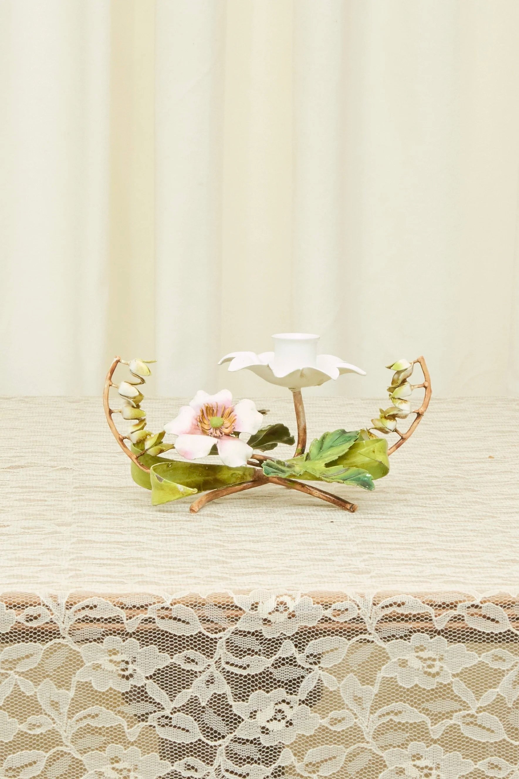 Vintage Metal Flower Candle Holder